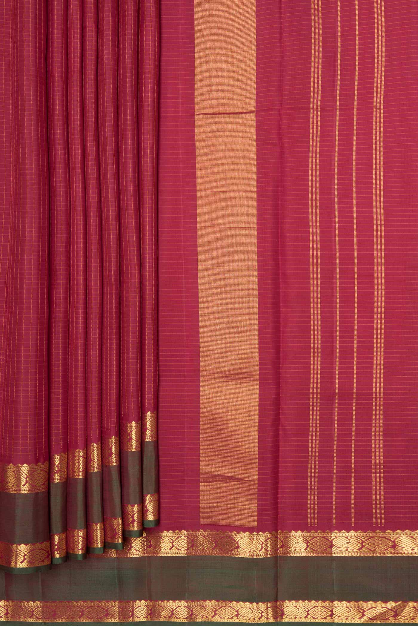 Maroon Dual Tone Kanchipuram Silk Saree - Image 4