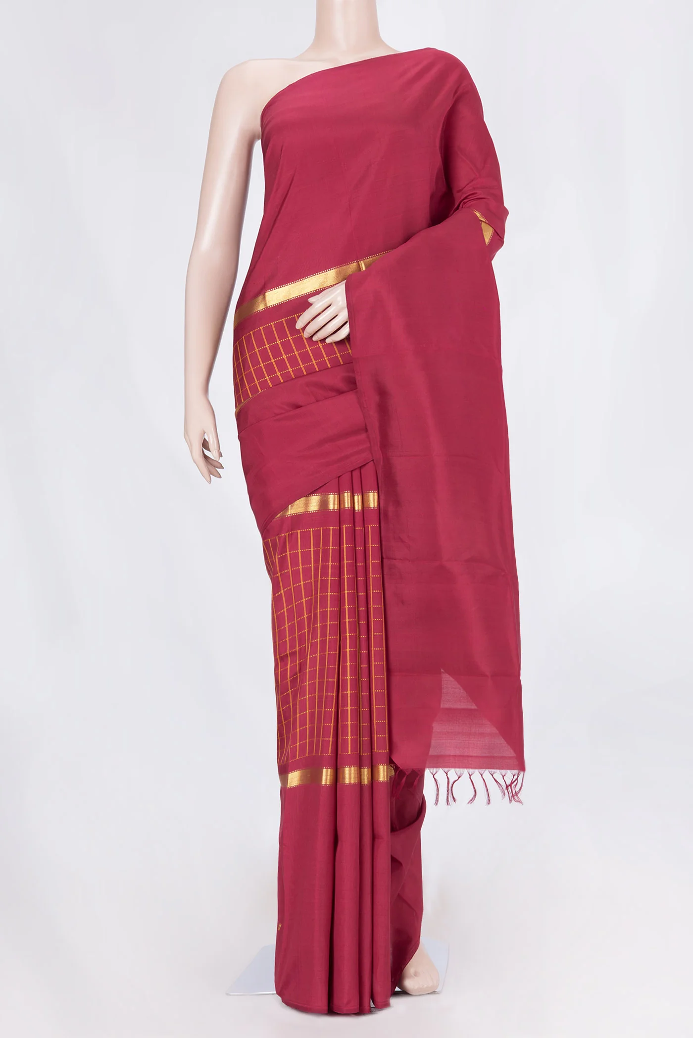 Maroon Dual Tone Kanchipuram Silk Saree