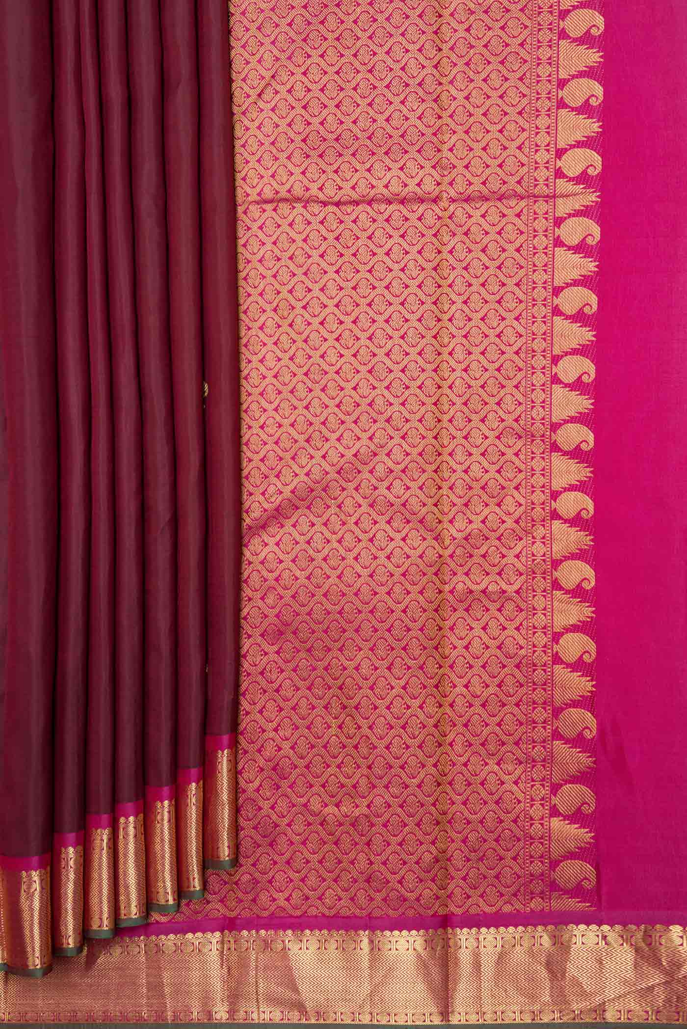 Maroon Dual Tone Kanchipuram Silk Saree - Image 4