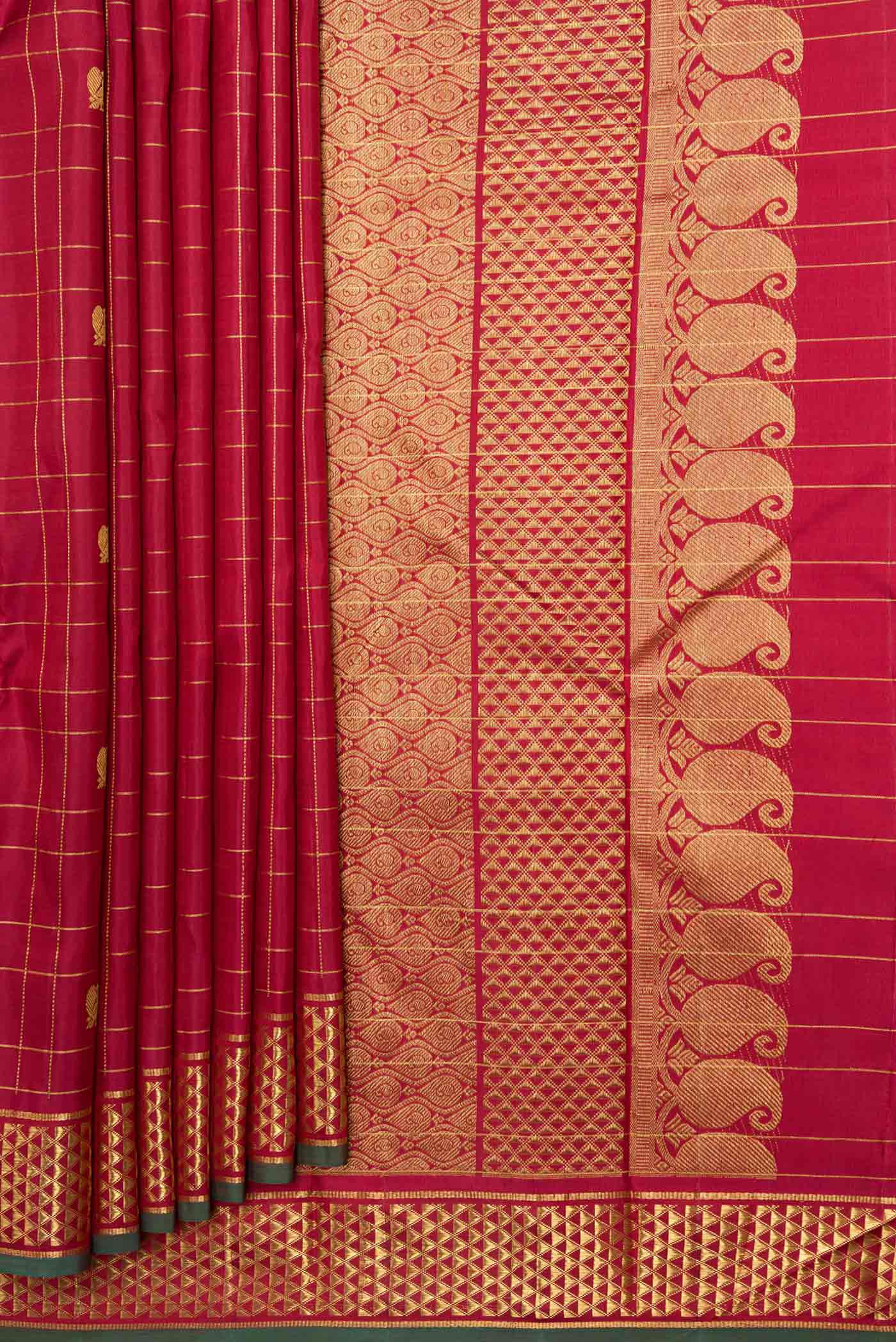 Maroon Dual Tone Kanchipuram Silk Saree - Image 4