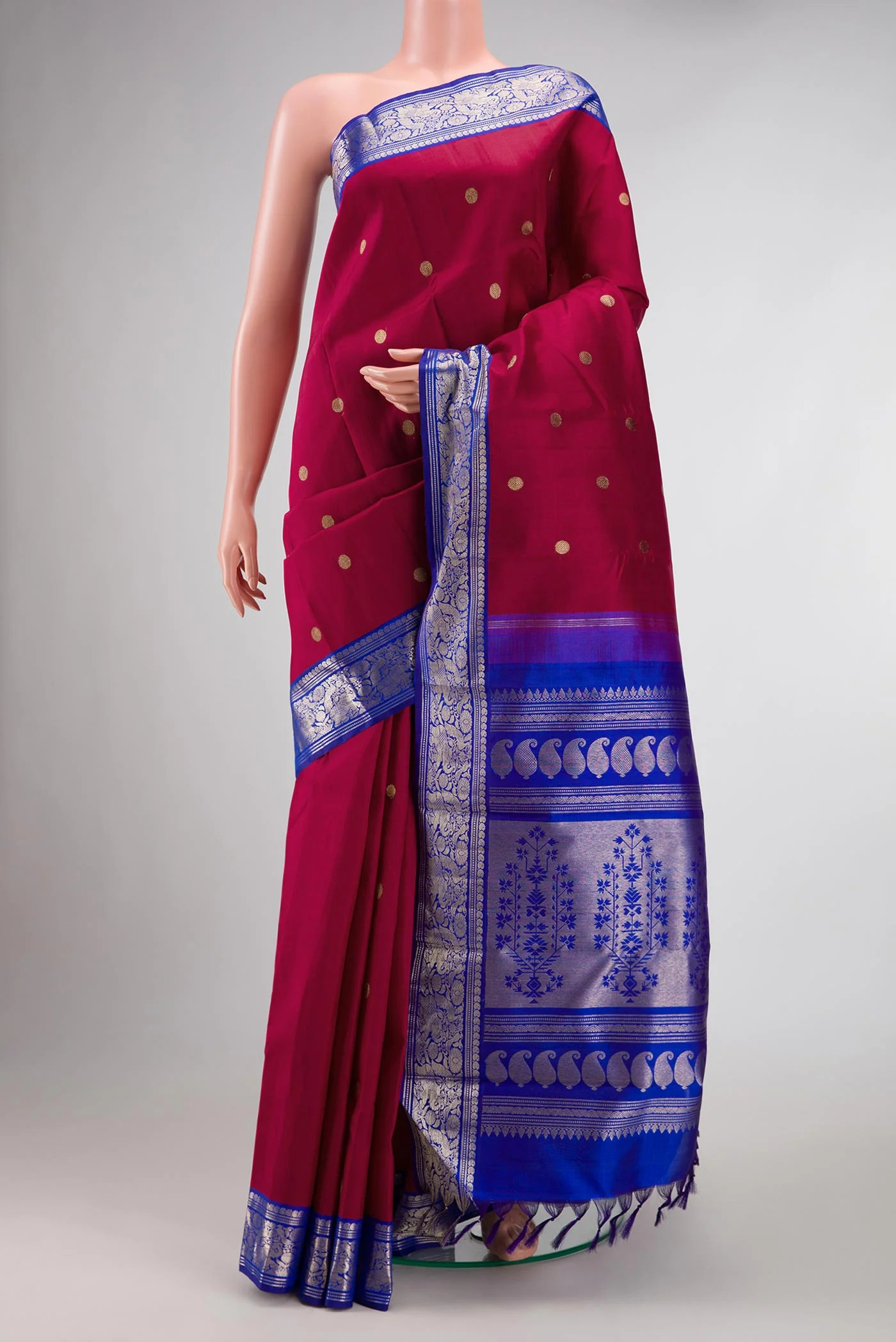 Maroon Dual Tone Kanjivaram Silk Saree
