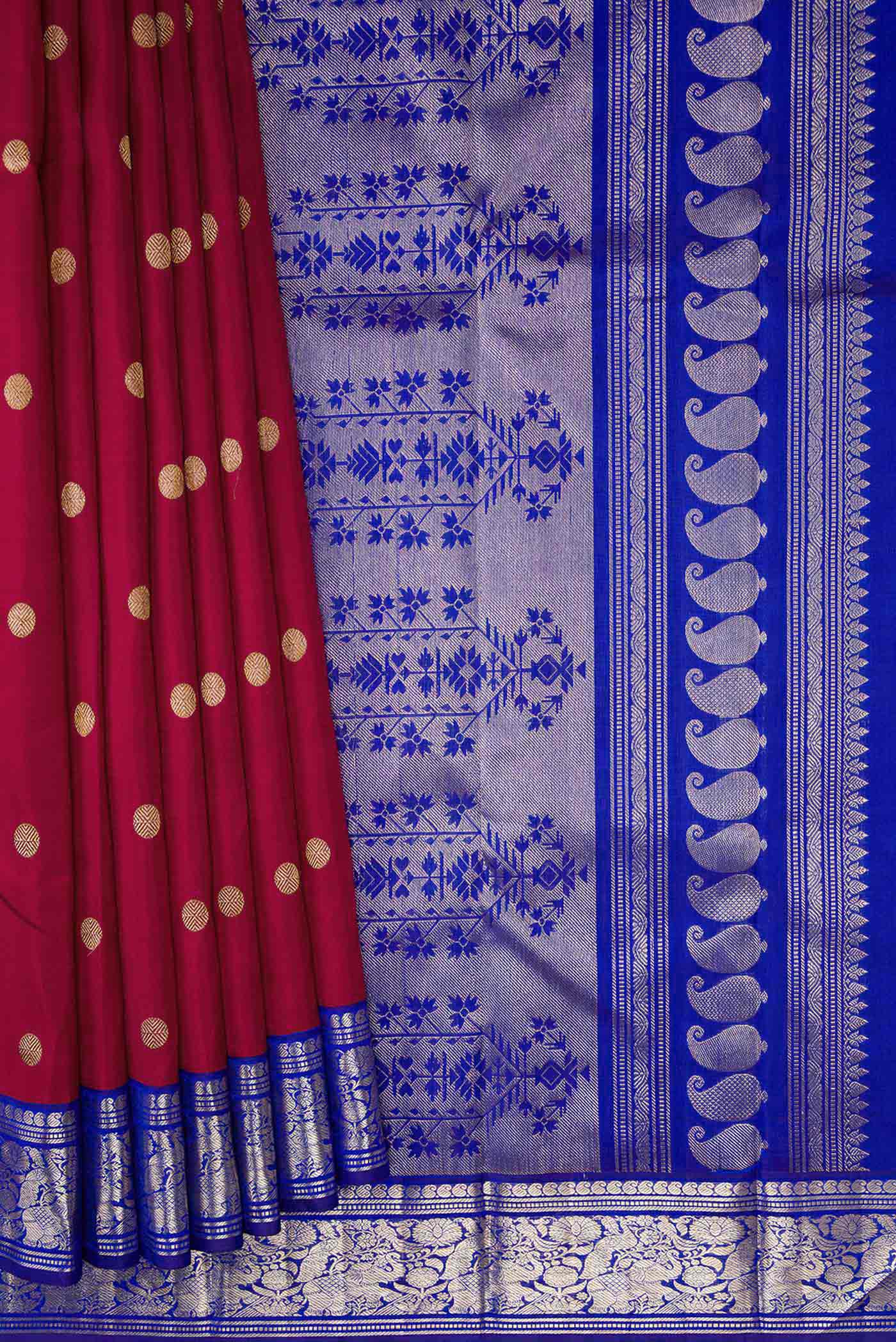 Maroon Dual Tone Kanjivaram Silk Saree - Image 4