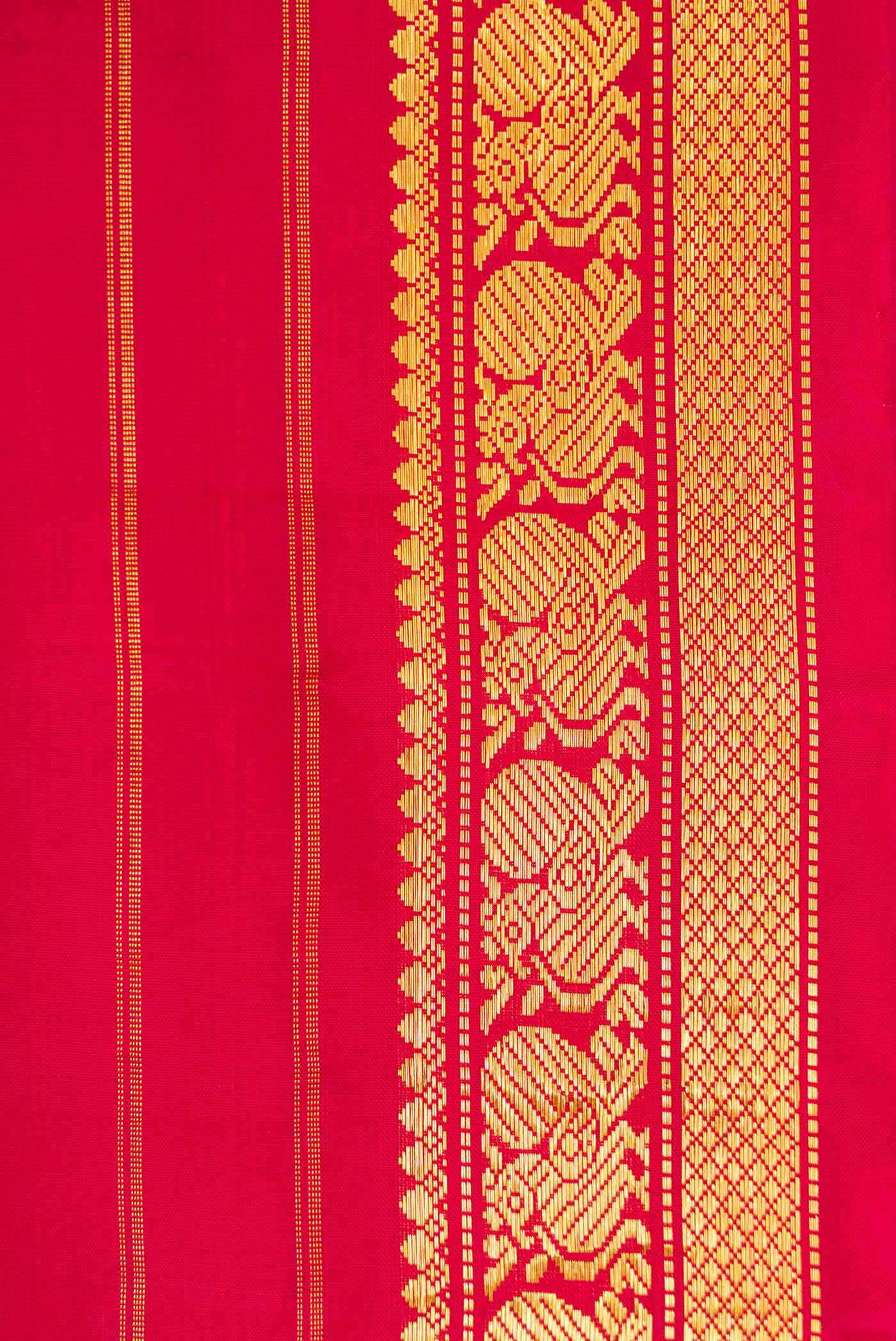 Red Kanchipuram Silk Saree - Image 3