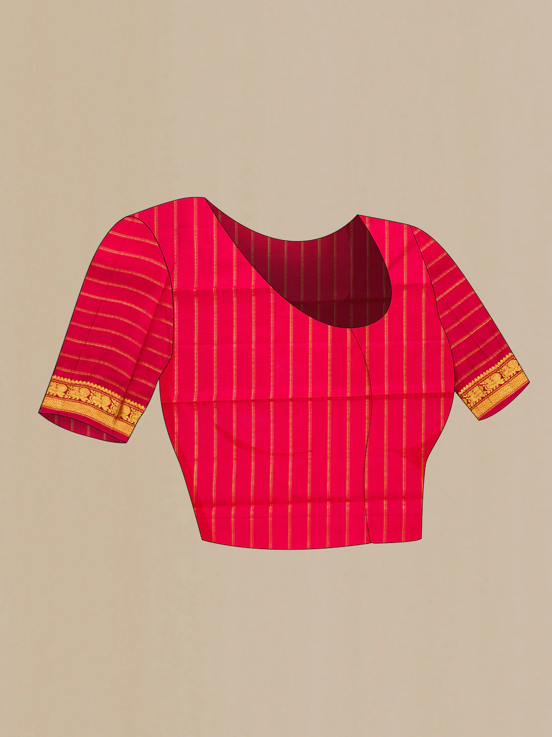 Red Kanchipuram Silk Saree - Image 5