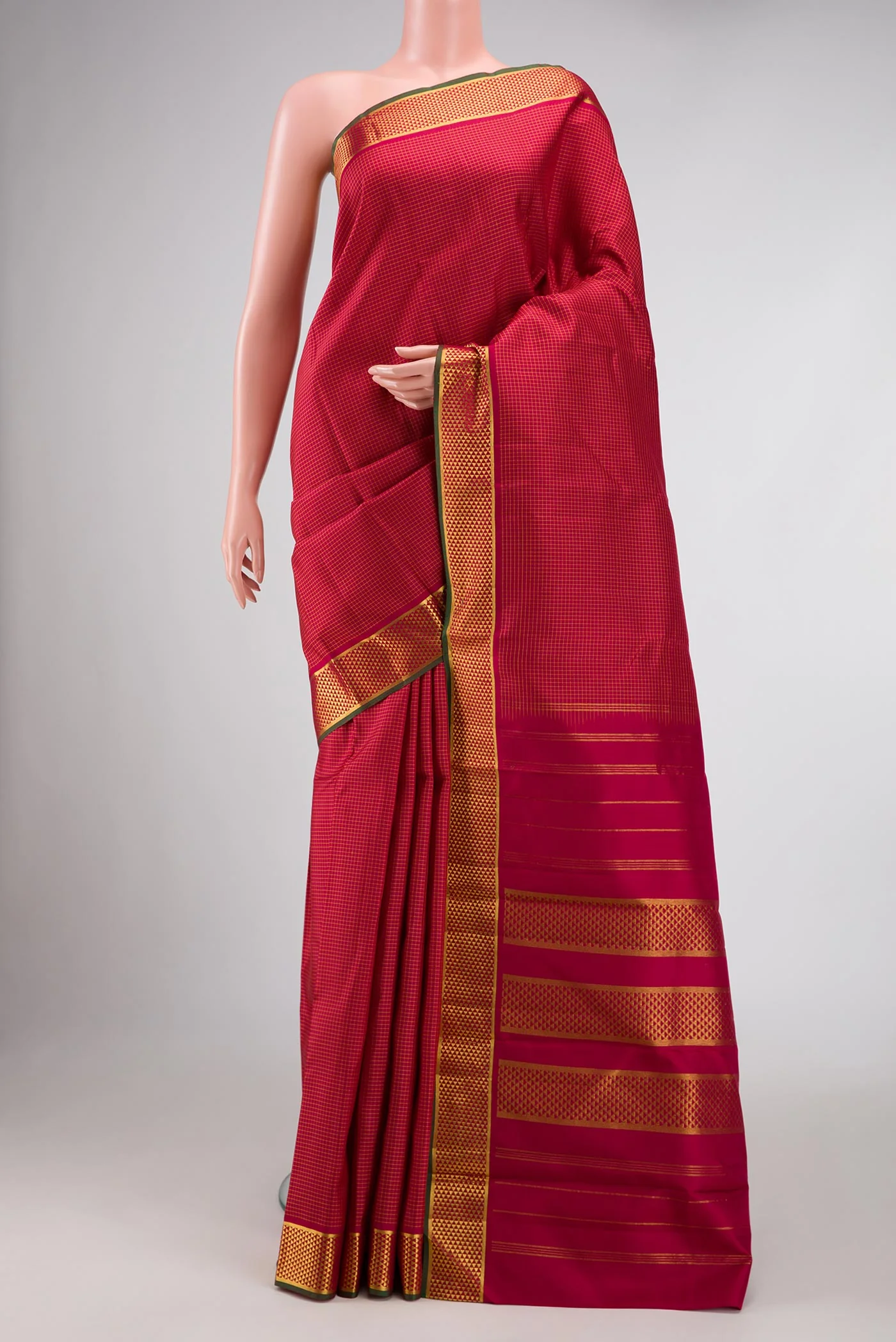 Maroon Dual Tone Kanchipuram Silk Saree
