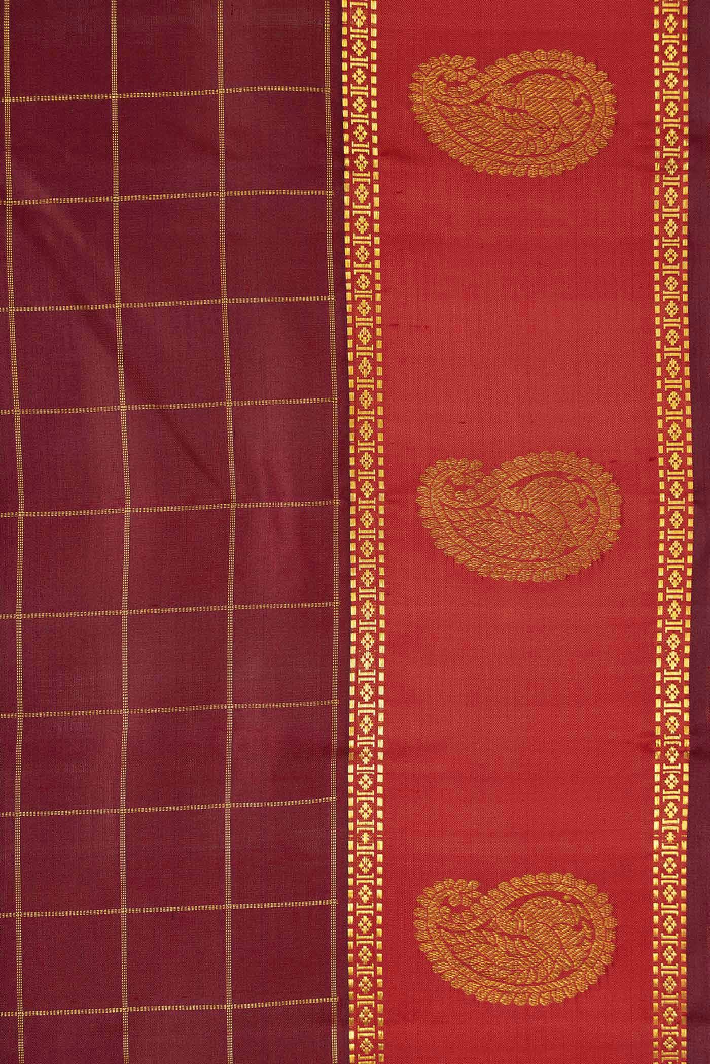 Maroon Dual Tone Kanchipuram Silk Saree - Image 3