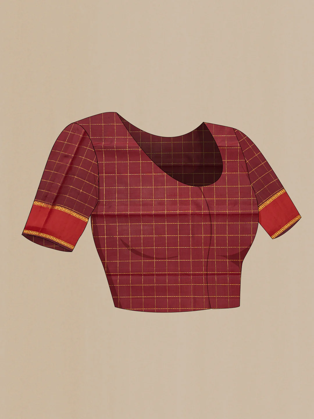 Maroon Dual Tone Kanchipuram Silk Saree - Image 5