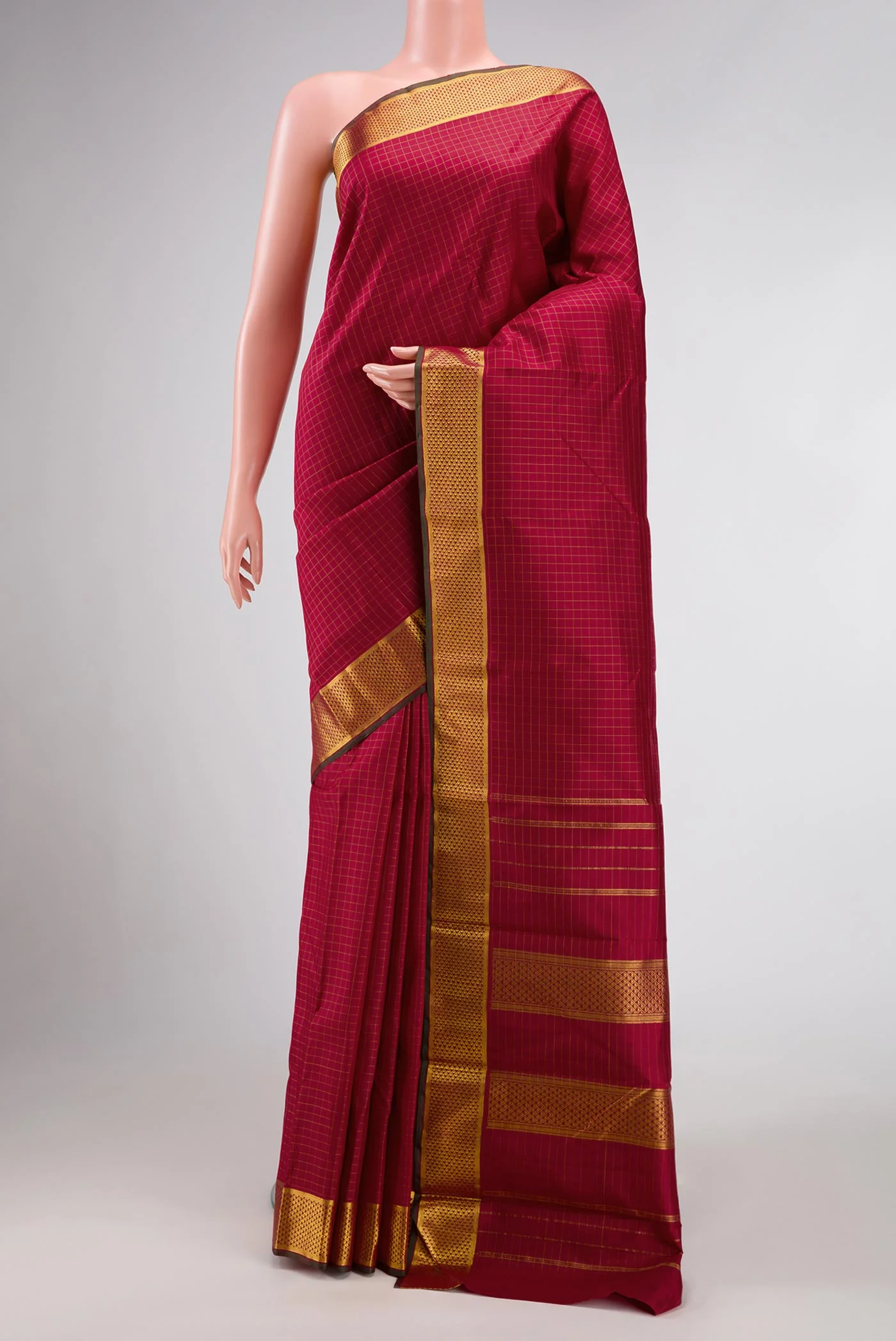 Maroon Dual Tone Kanchipuram Silk Saree