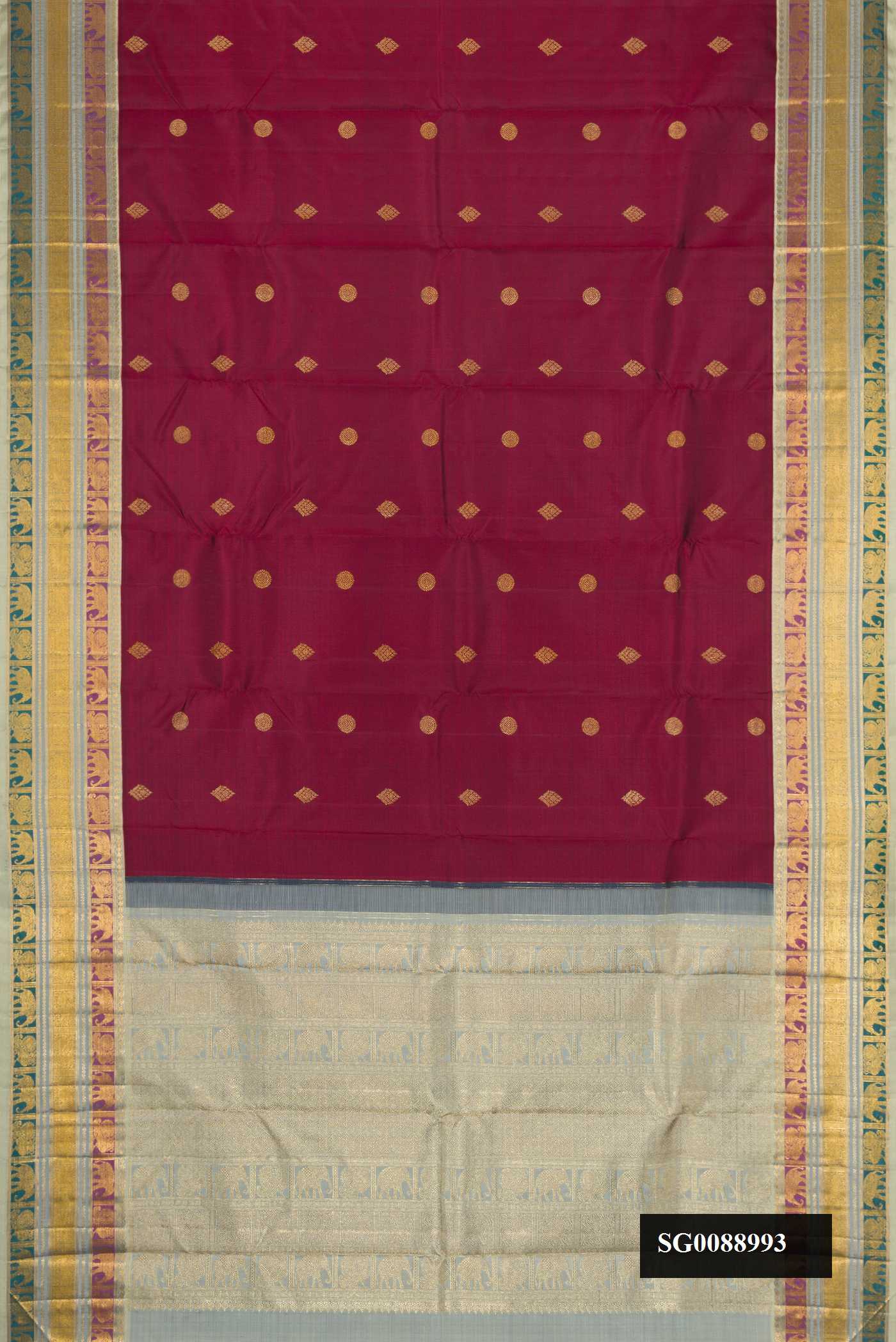 Maroon Dual Tone Kanchipuram Silk Saree