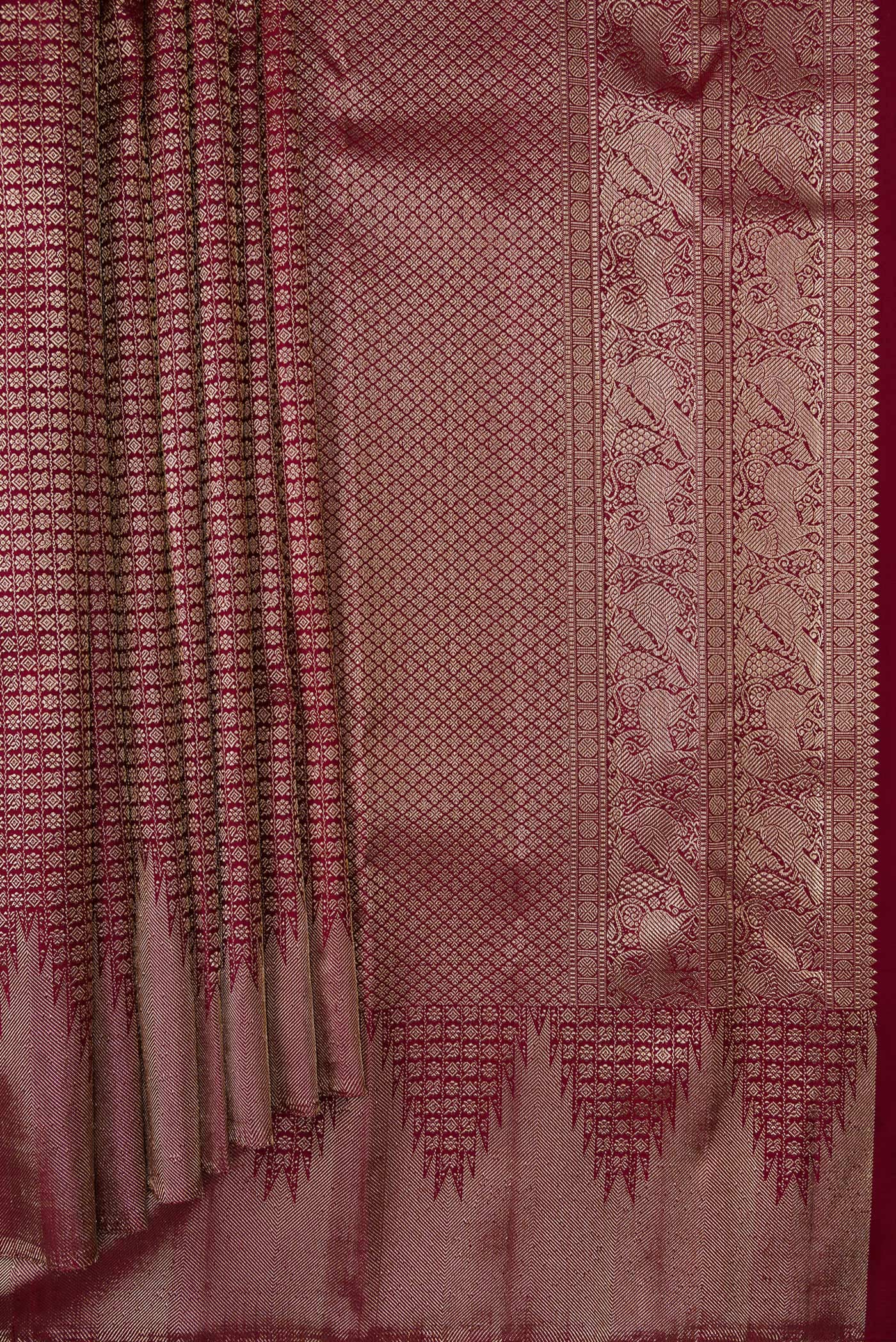 Coffee Brown Dual Tone Kanchipuram Silk Saree - Image 4