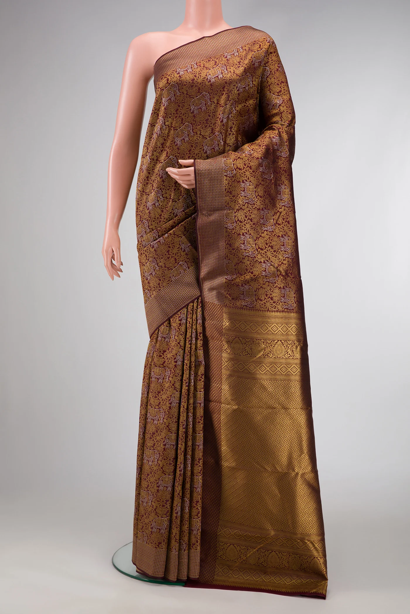 Coffee Brown Kanchipuram Silk Saree
