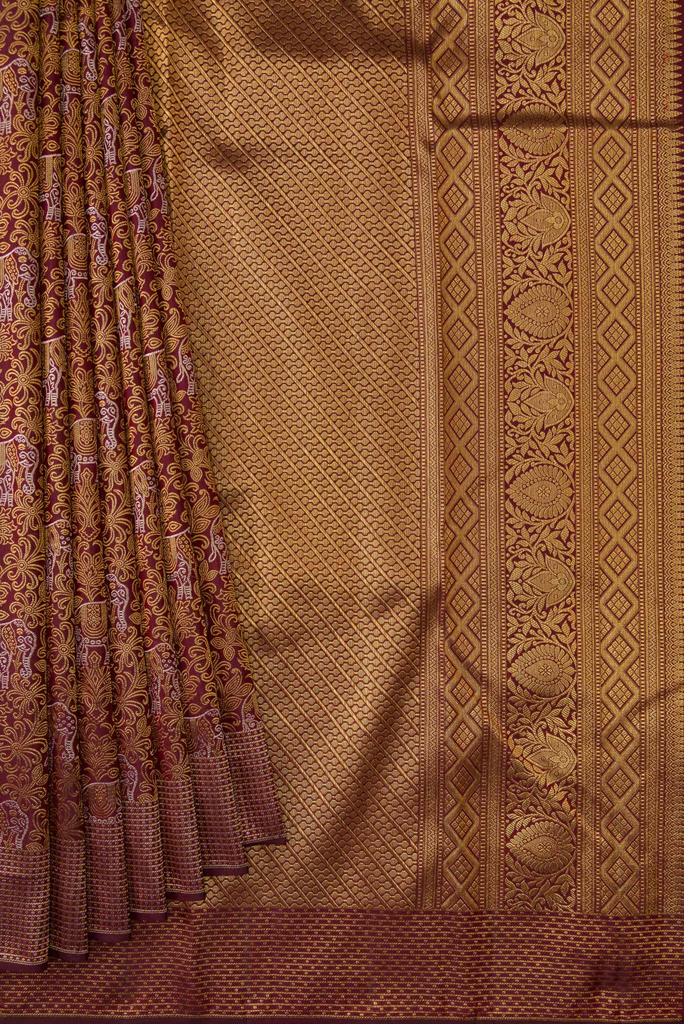 Coffee Brown Kanchipuram Silk Saree - Image 4