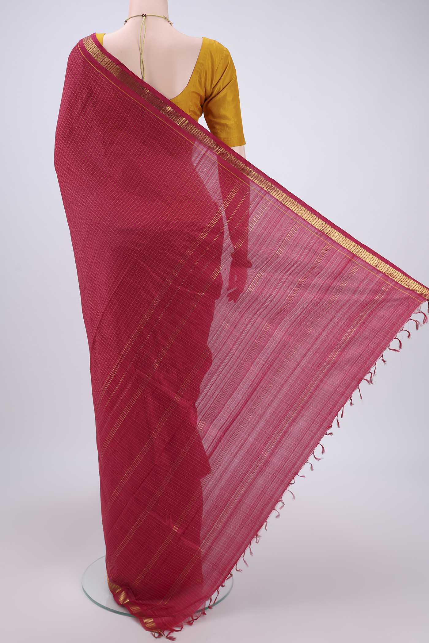 Maroon Kanchipuram Silk Saree - Image 3