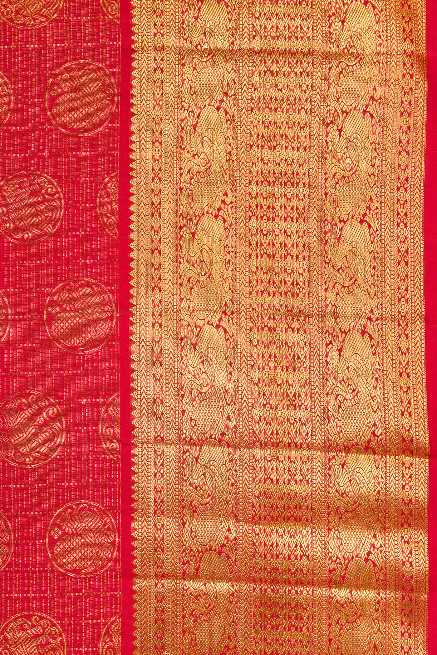 Red Kanchipuram Silk Saree - Image 3