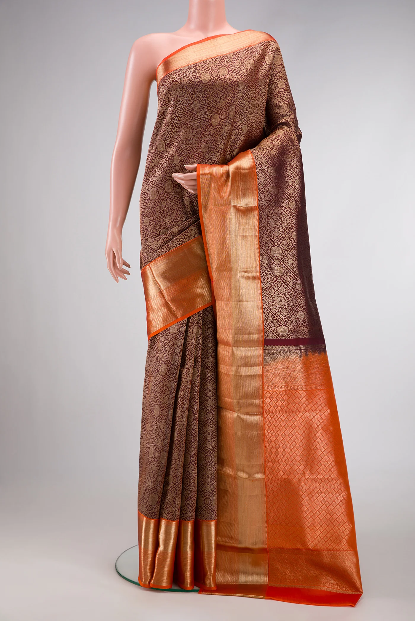 Coffee Brown Kanchipuram Silk Saree