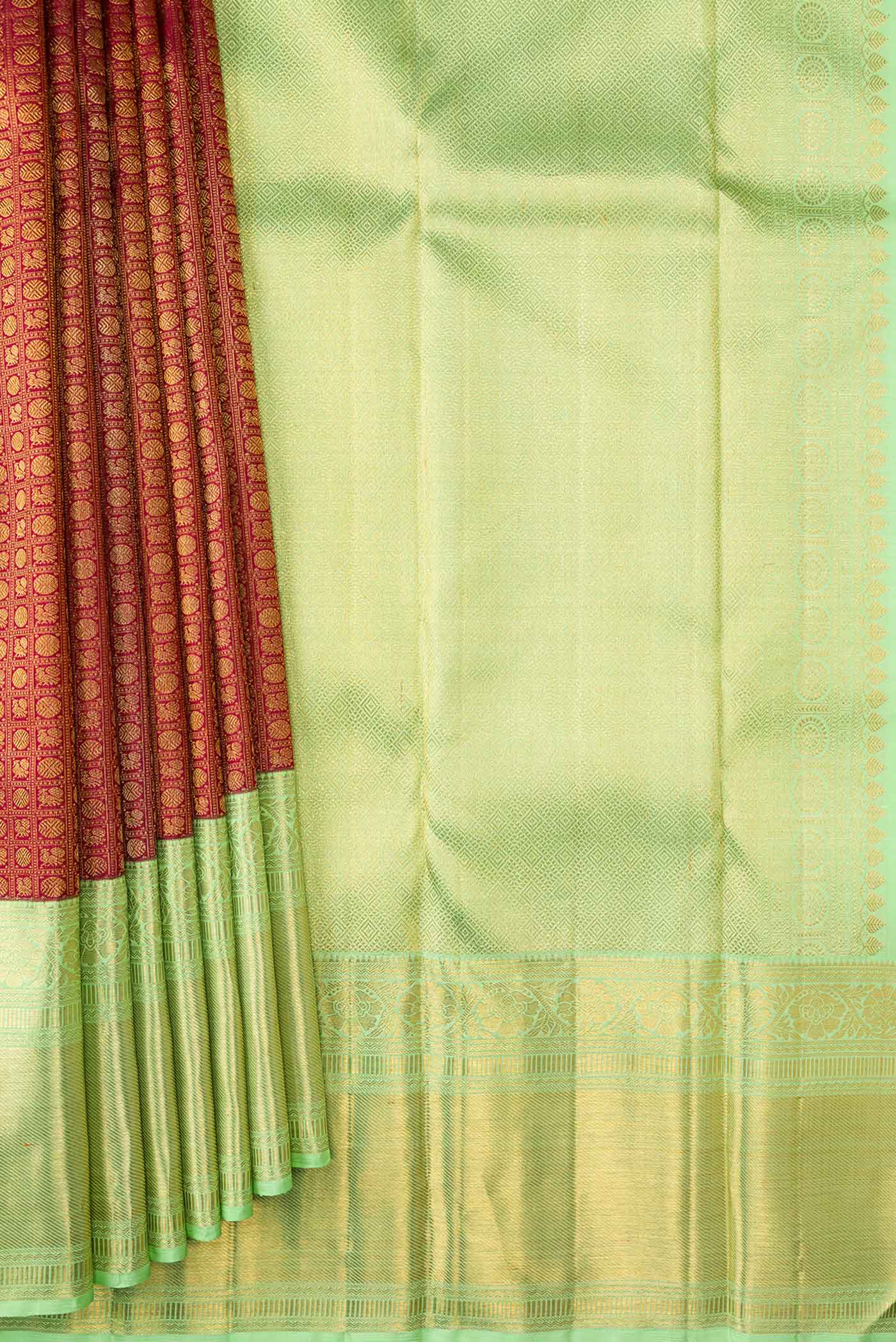 Maroon Dual Tone Kanchipuram Silk Saree - Image 4