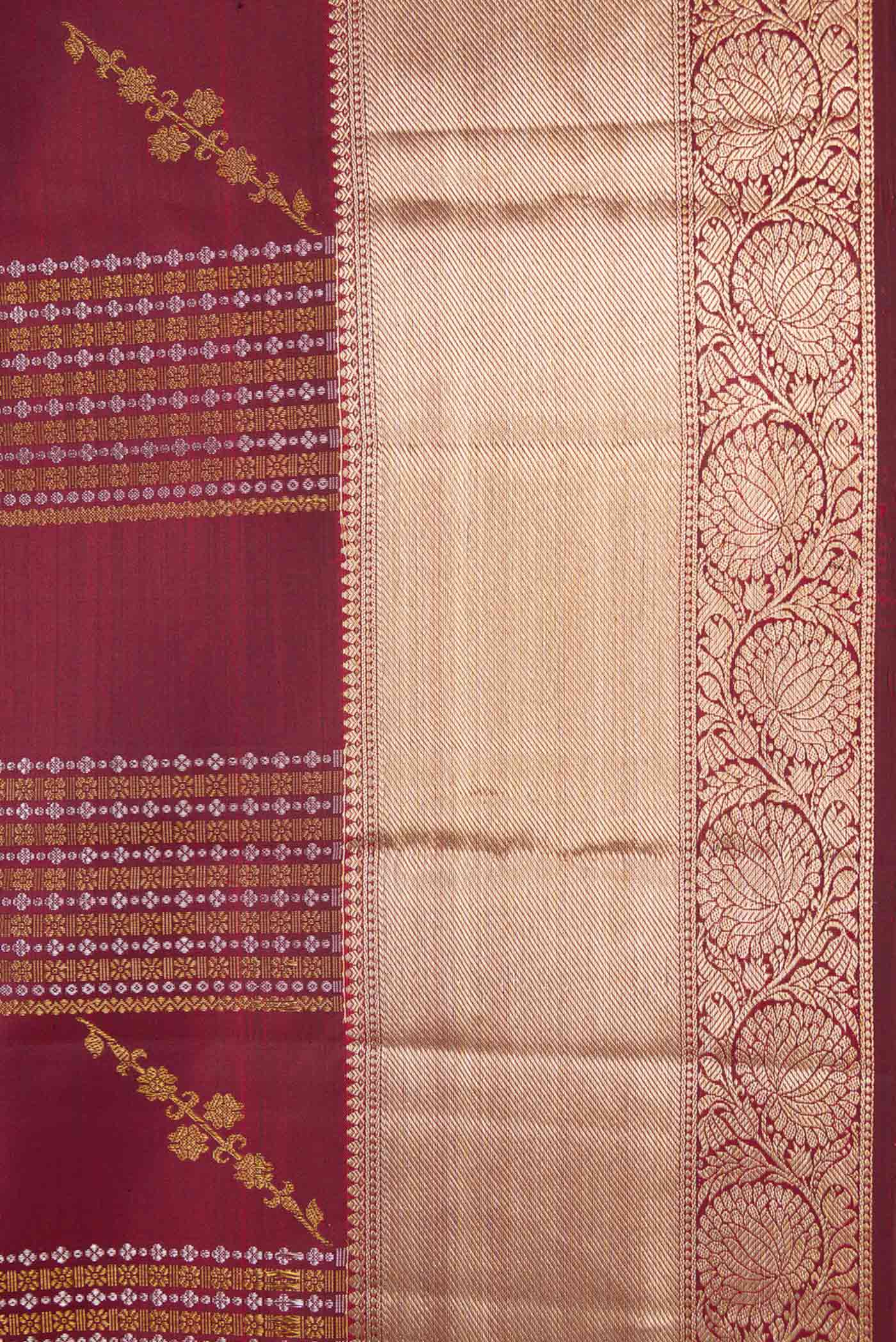 Maroon Dual Tone Kanchipuram Silk Saree - Image 3