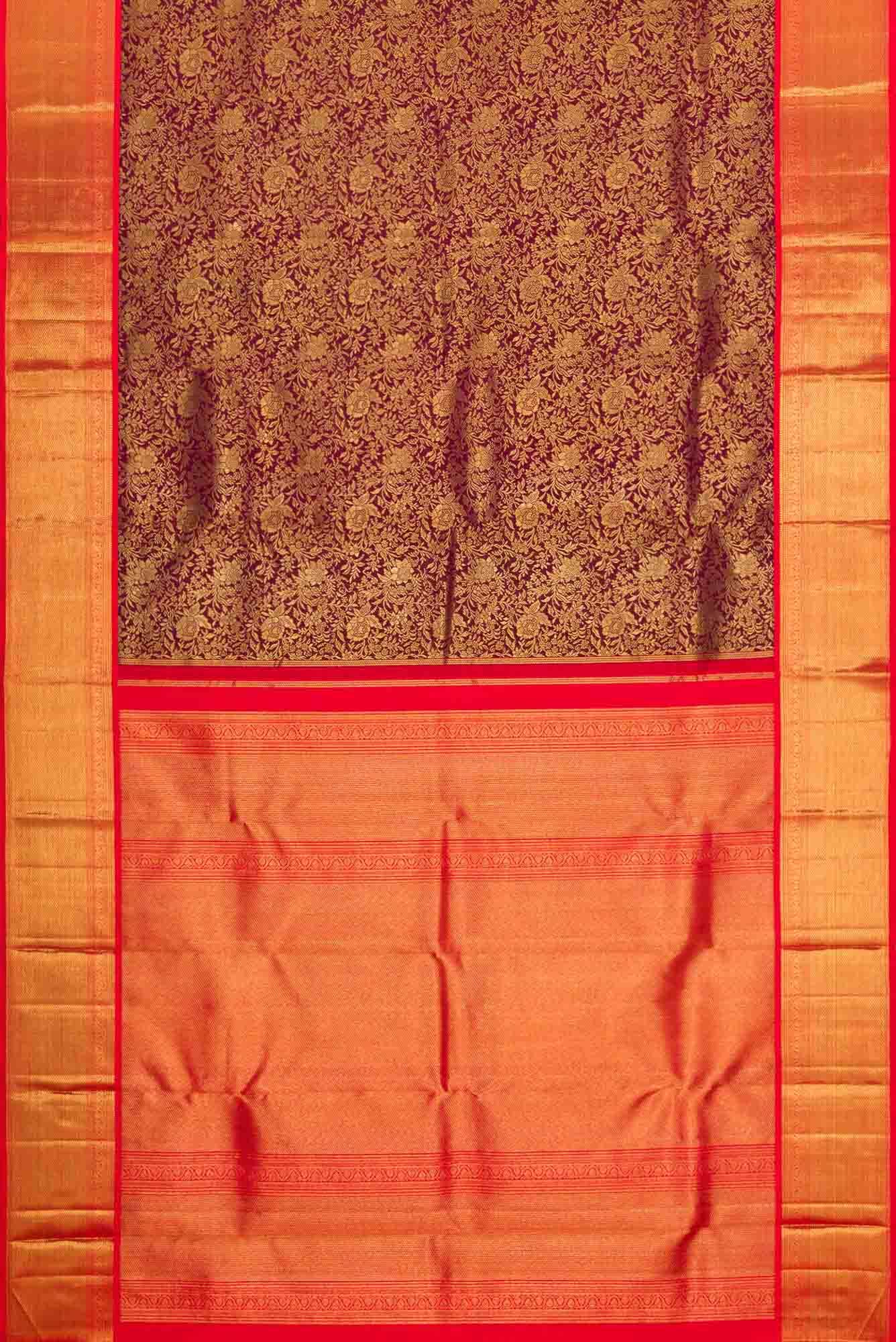 Maroon Dual Tone Kanchipuram Silk Saree - Image 4