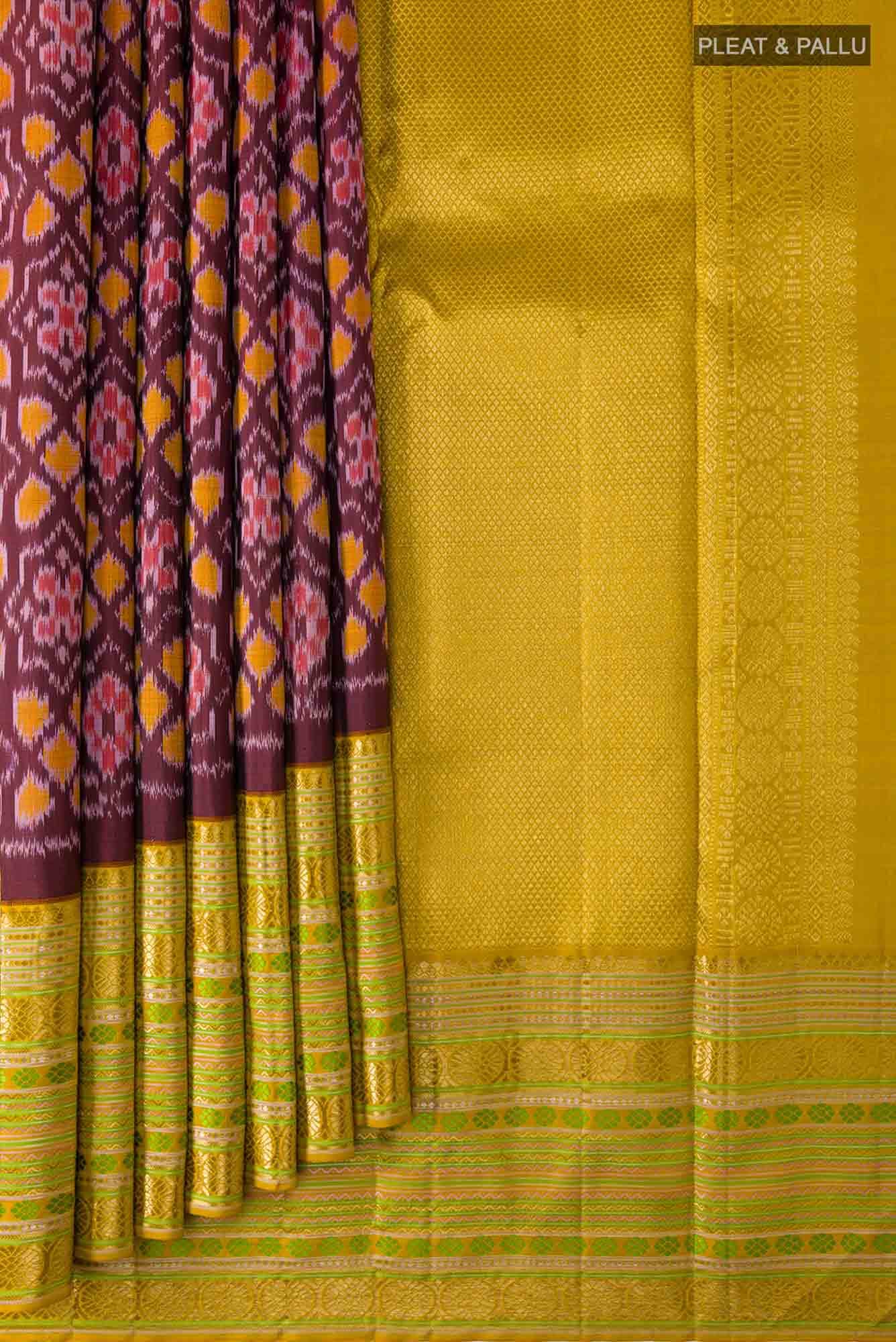 Pure Silk Pure Zari Coffee Brown Kanjivaram Saree - Image 2
