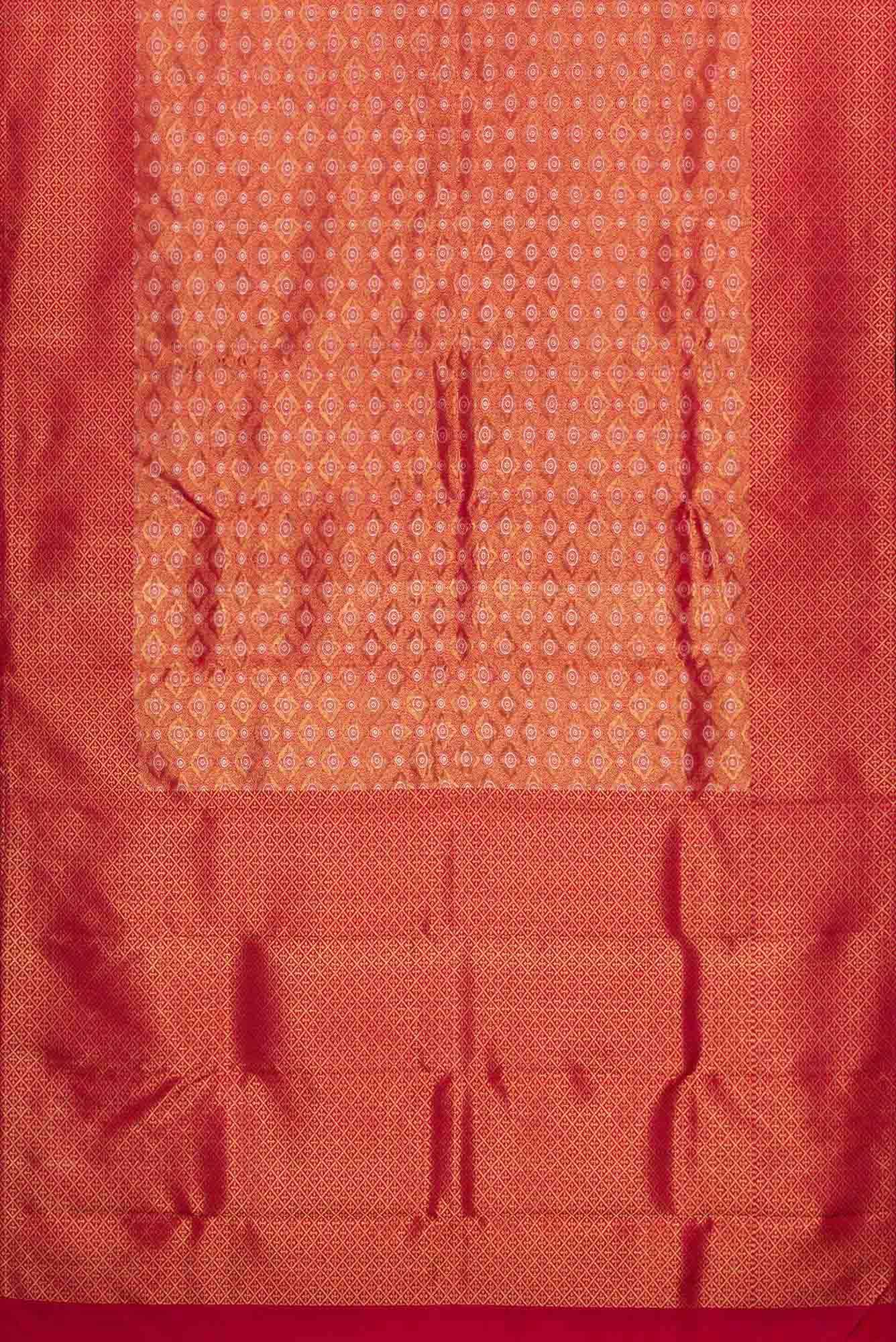 Pure Silk Pure Zari Red Dual Tone Kanjivaram Saree - Image 4