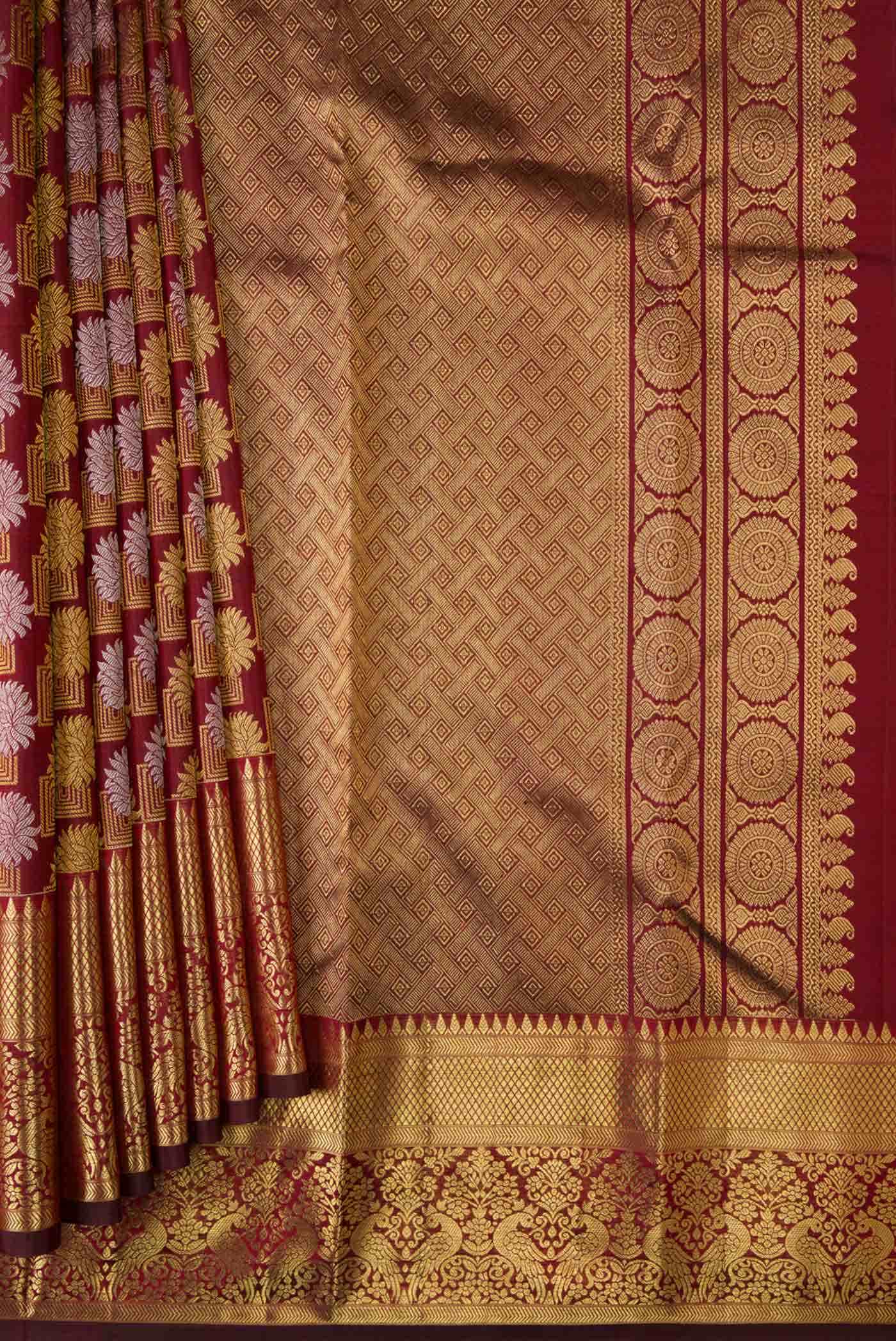 Maroon Dual Tone Kanjivaram Silk Saree - Image 2