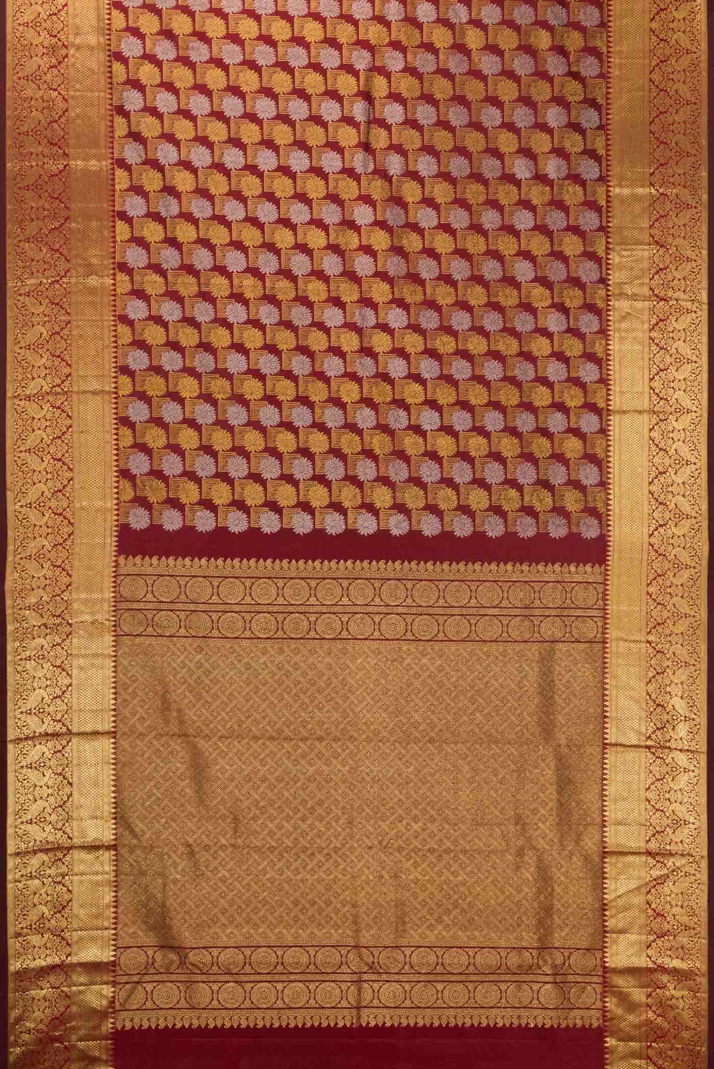 Maroon Dual Tone Kanjivaram Silk Saree - Image 4
