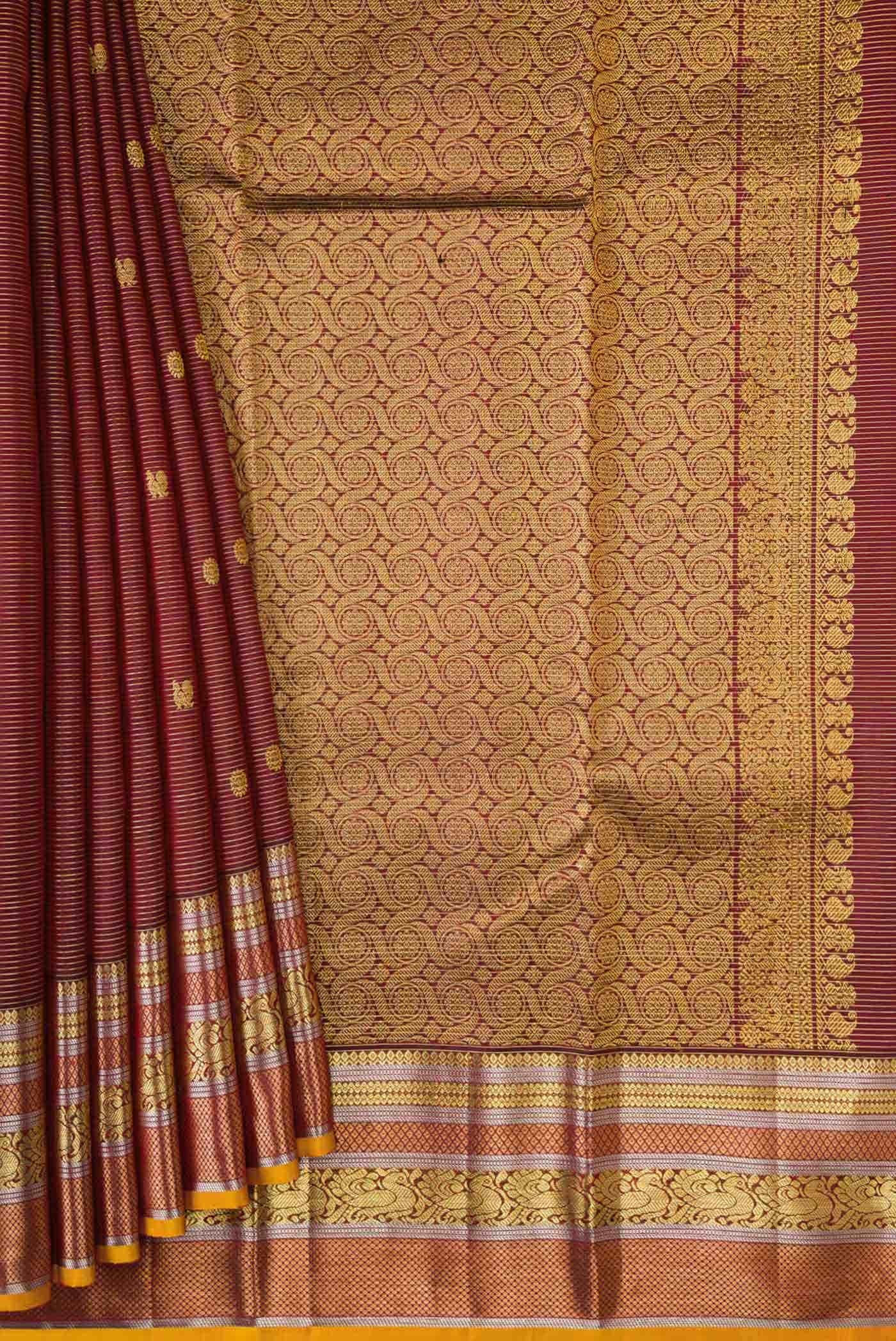 Maroon Dual Tone Kanjivaram Silk Saree - Image 2