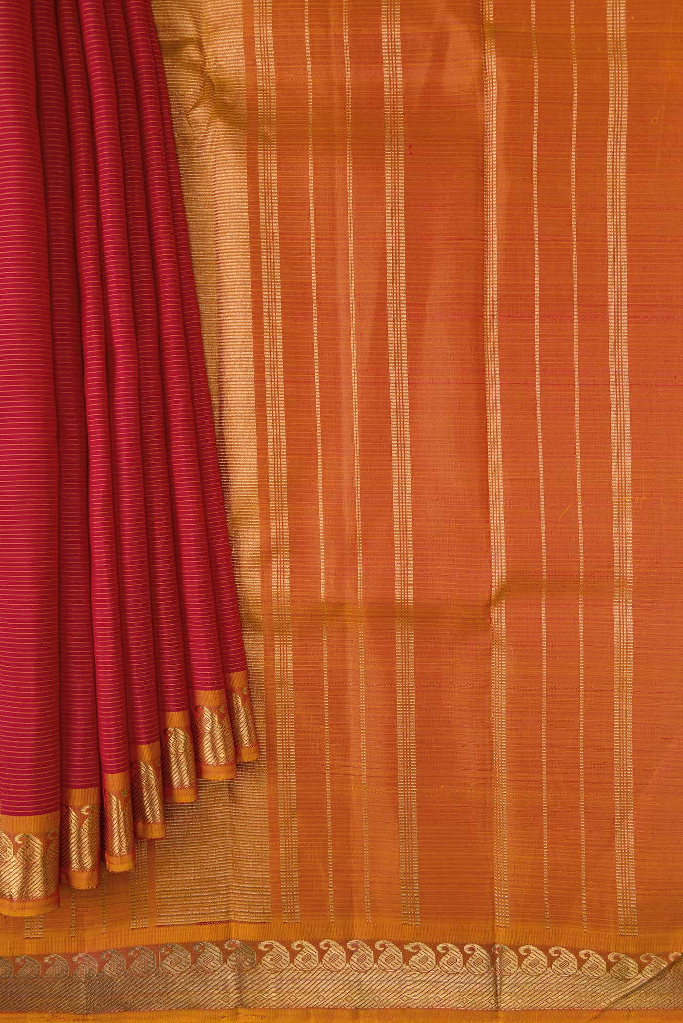 Pure Silk Pure Zari Maroon Dual Tone Kanjivaram Saree - Image 2