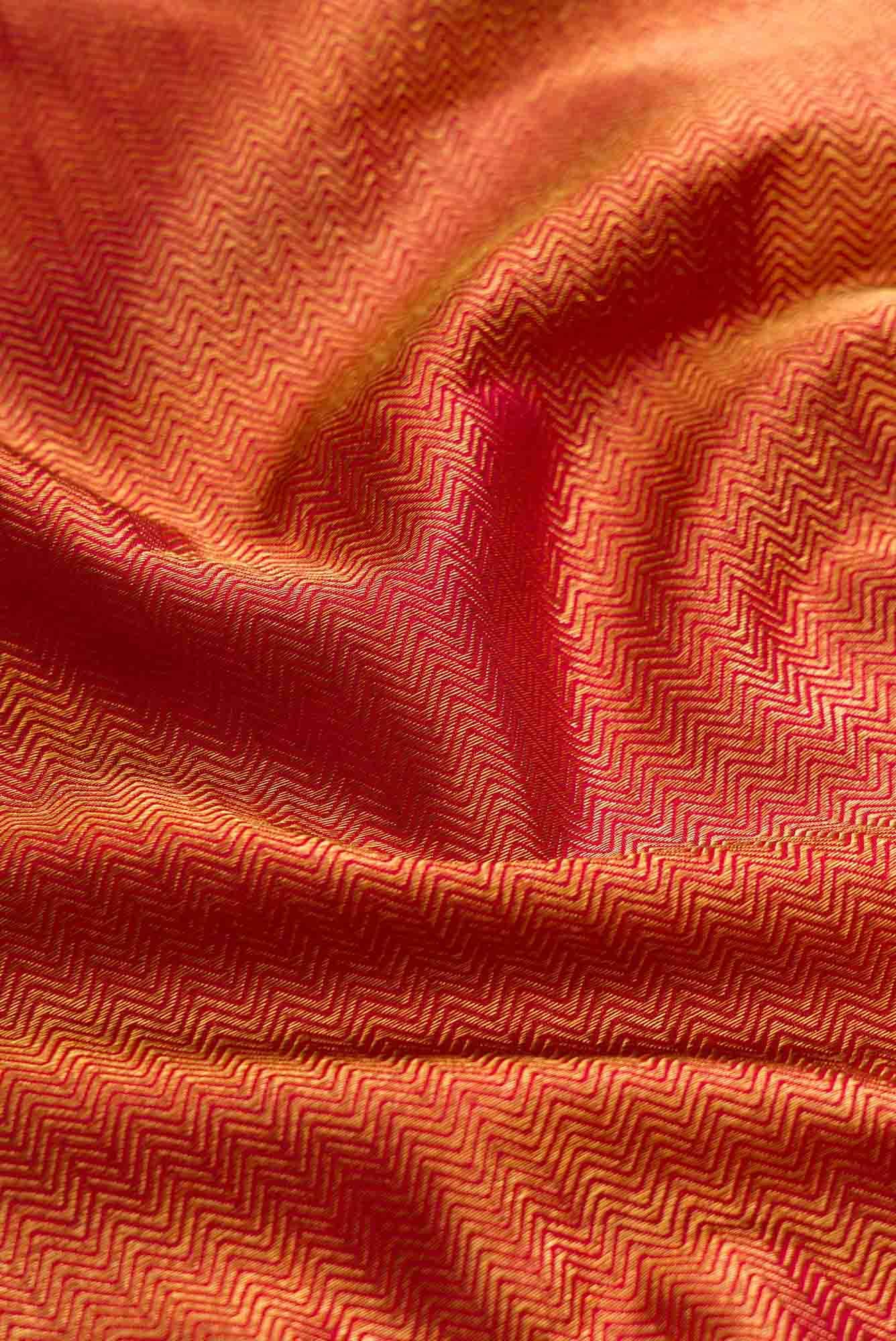 Pure Silk Pure Zari Maroon Dual Tone Kanjivaram Saree - Image 3