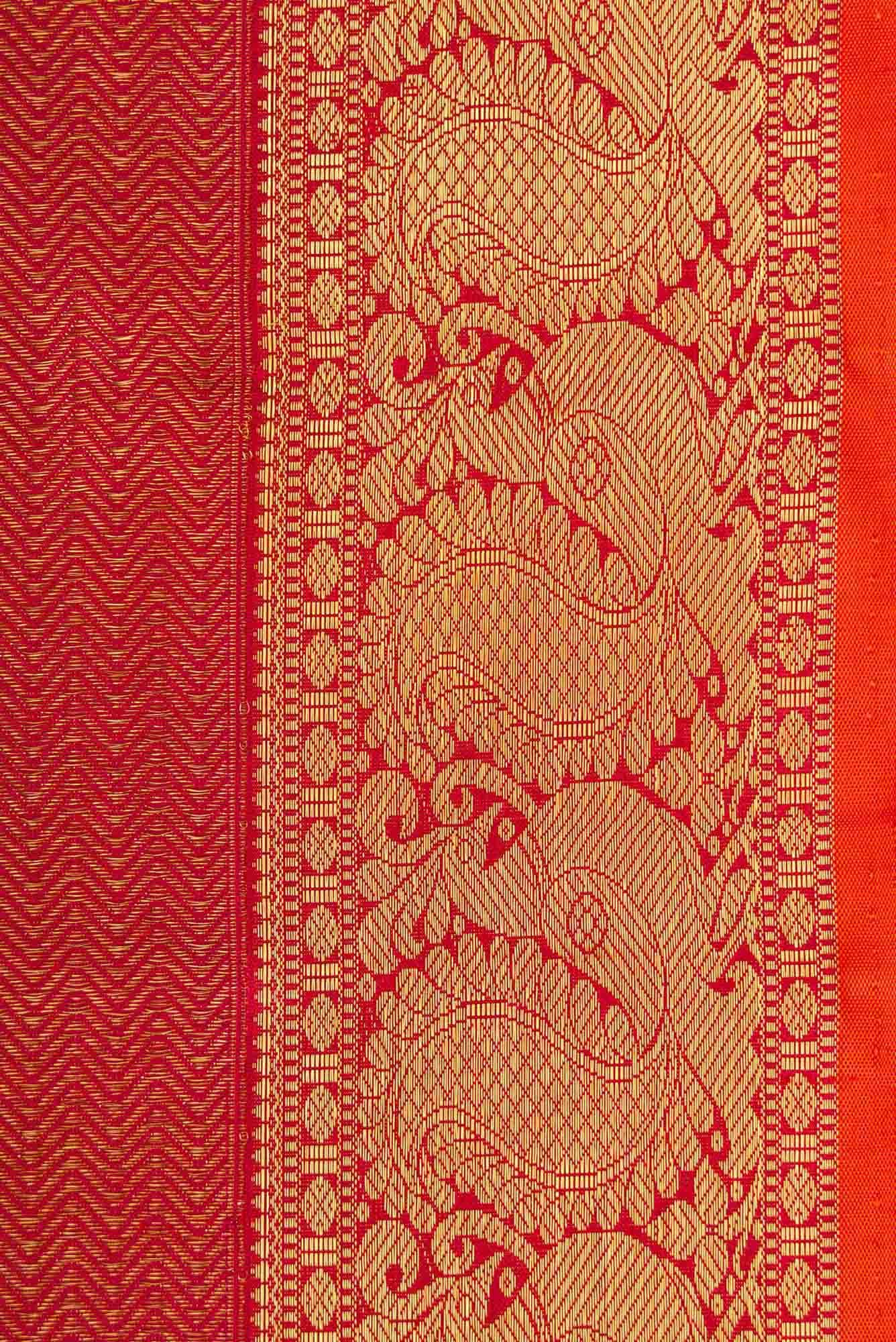 Pure Silk Pure Zari Maroon Dual Tone Kanjivaram Saree - Image 5