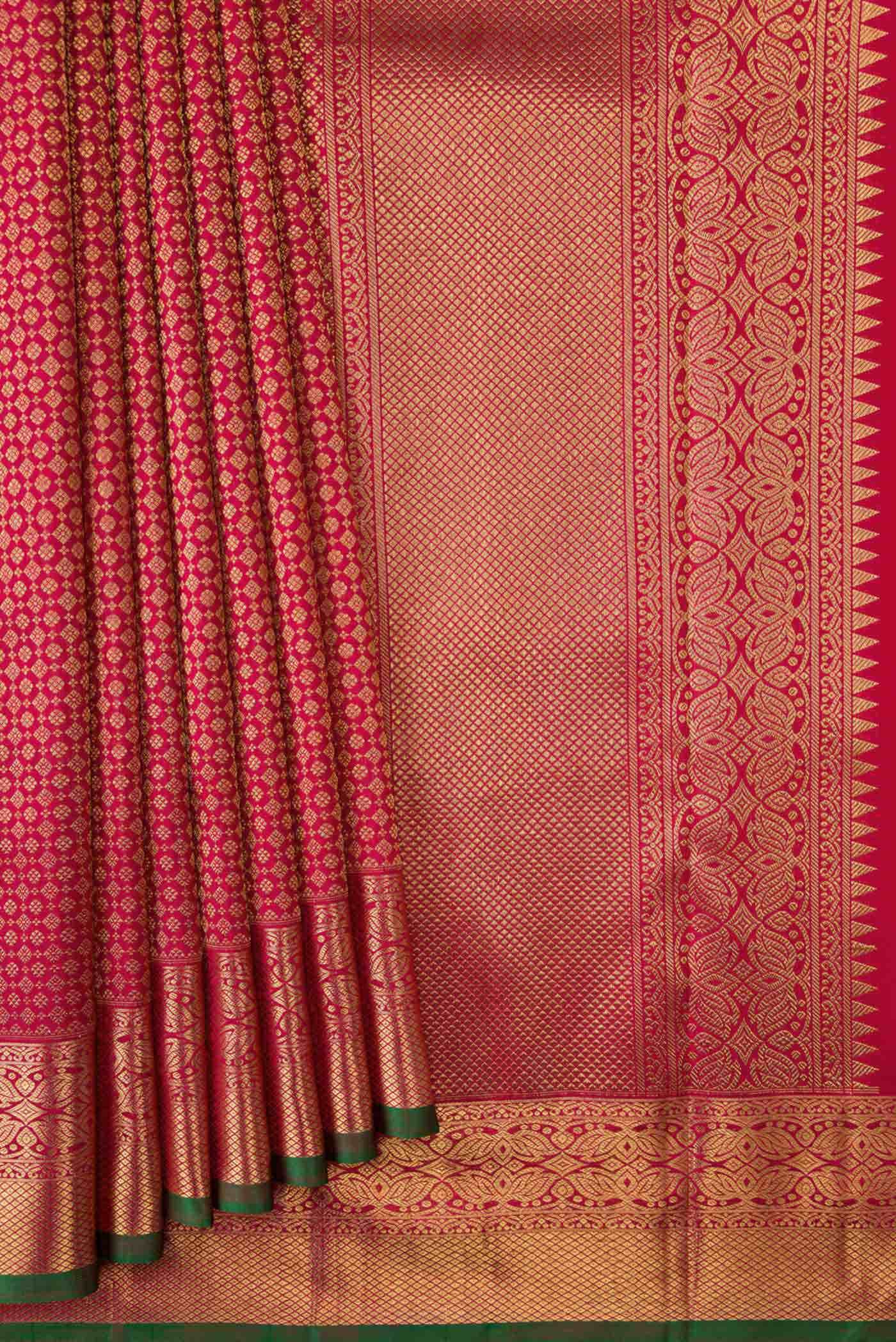 Pure Silk Pure Zari Maroon Dual Tone Kanjivaram Saree - Image 2