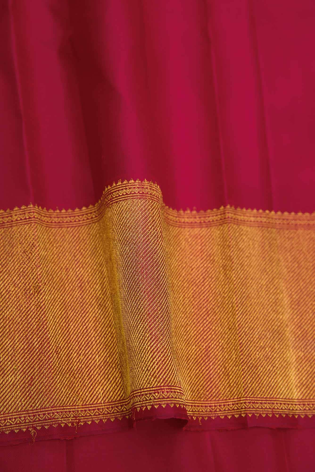 Pure Silk Pure Zari Maroon Dual Tone Kanjivaram Saree - Image 7