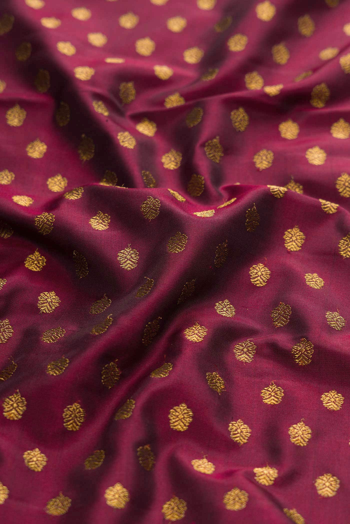 Pure Silk Pure Zari Maroon Dual Tone Kanjivaram Saree - Image 3
