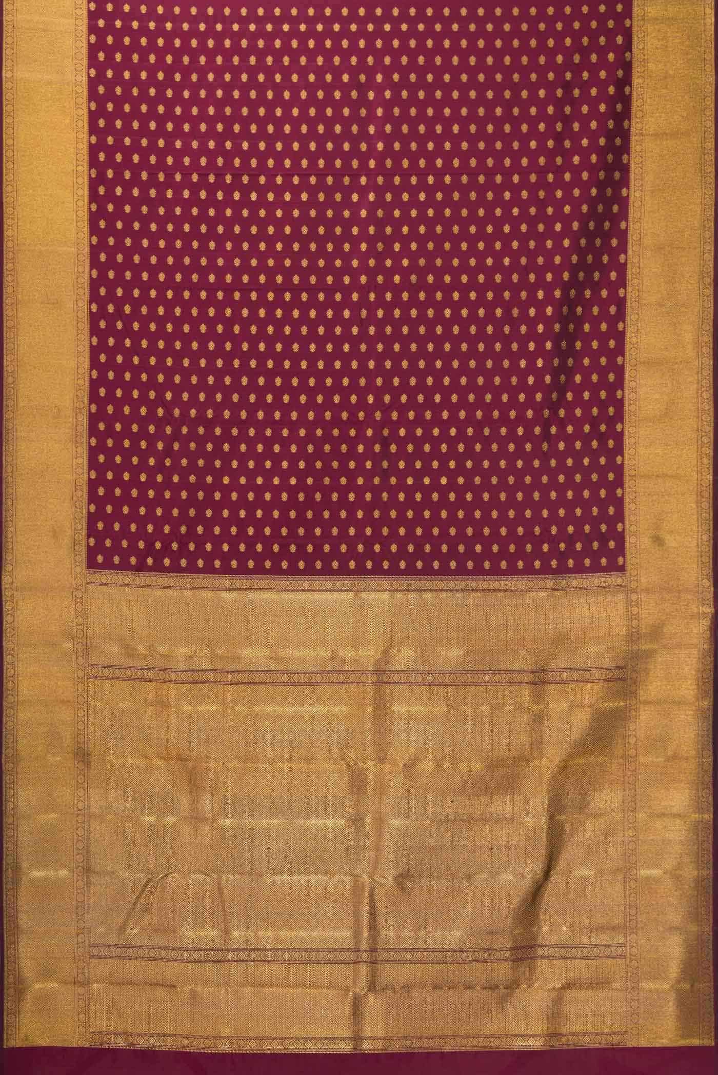 Pure Silk Pure Zari Maroon Dual Tone Kanjivaram Saree - Image 4