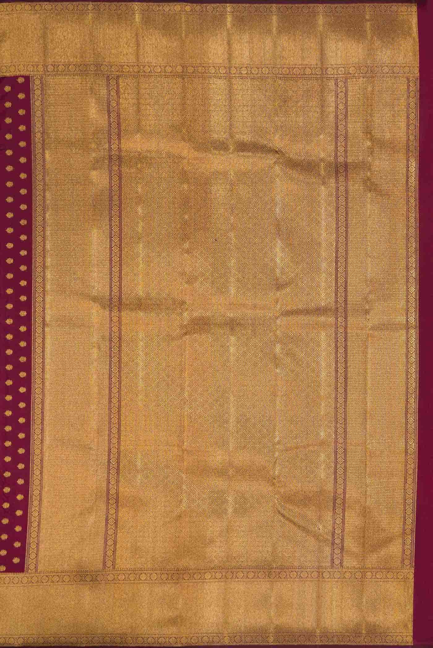 Pure Silk Pure Zari Maroon Dual Tone Kanjivaram Saree - Image 5