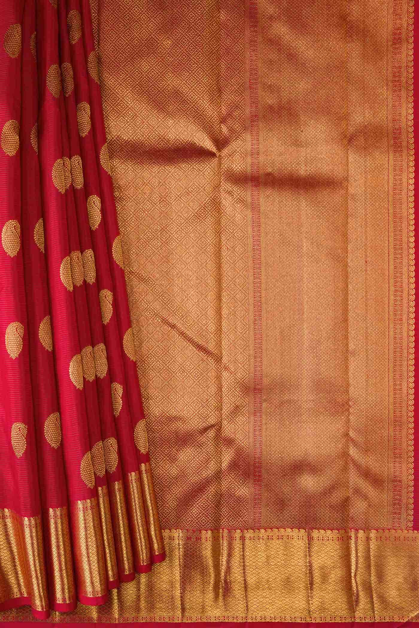 Pure Silk Pure Zari Maroon Dual Tone Kanjivaram Saree - Image 2