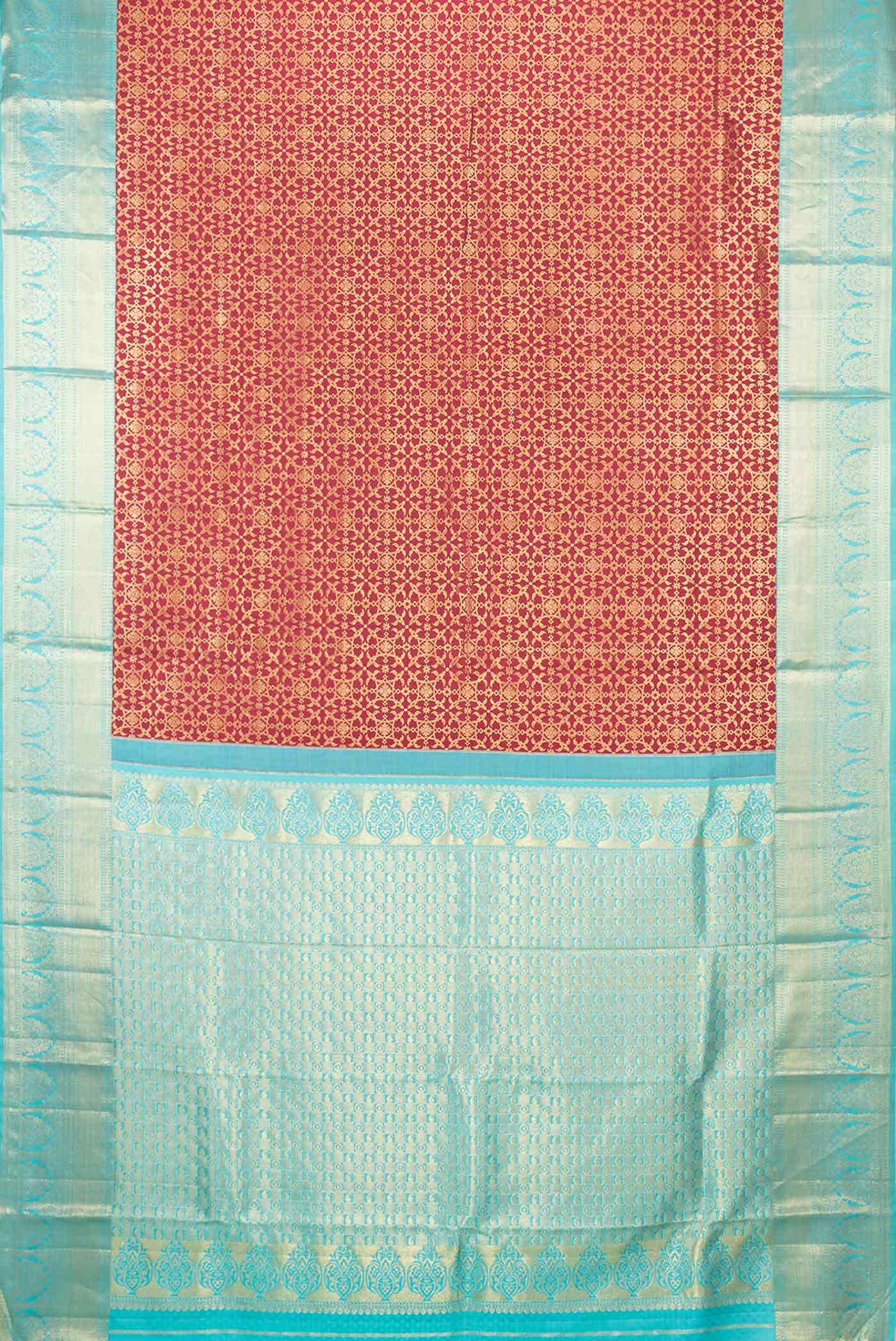 Maroon Dual Tone Kanjivaram Silk Saree - Image 4