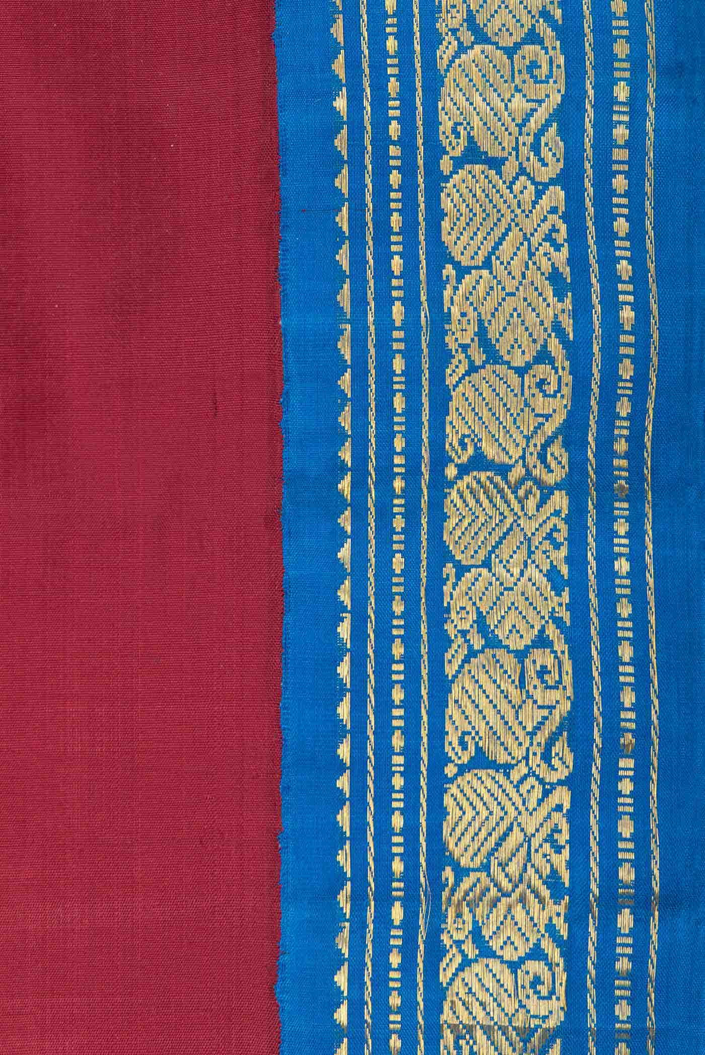 Pure Silk Pure Zari Maroon Dual Tone Kanjivaram Saree - Image 4