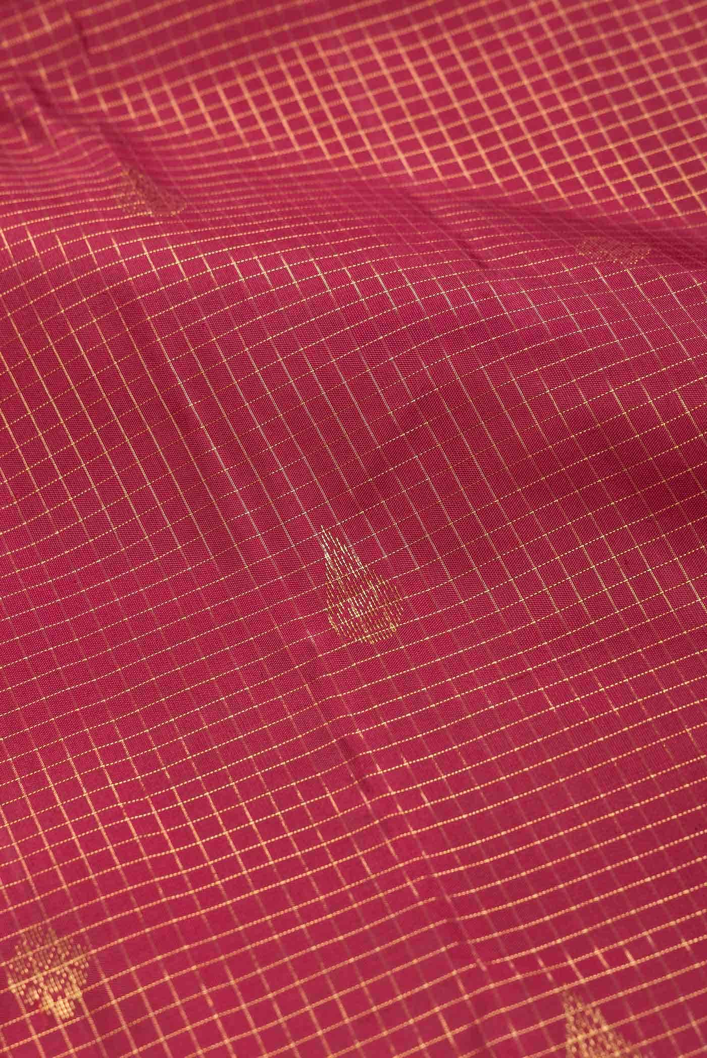 Pure Silk Pure Zari Maroon Dual Tone Kanjivaram Saree - Image 3