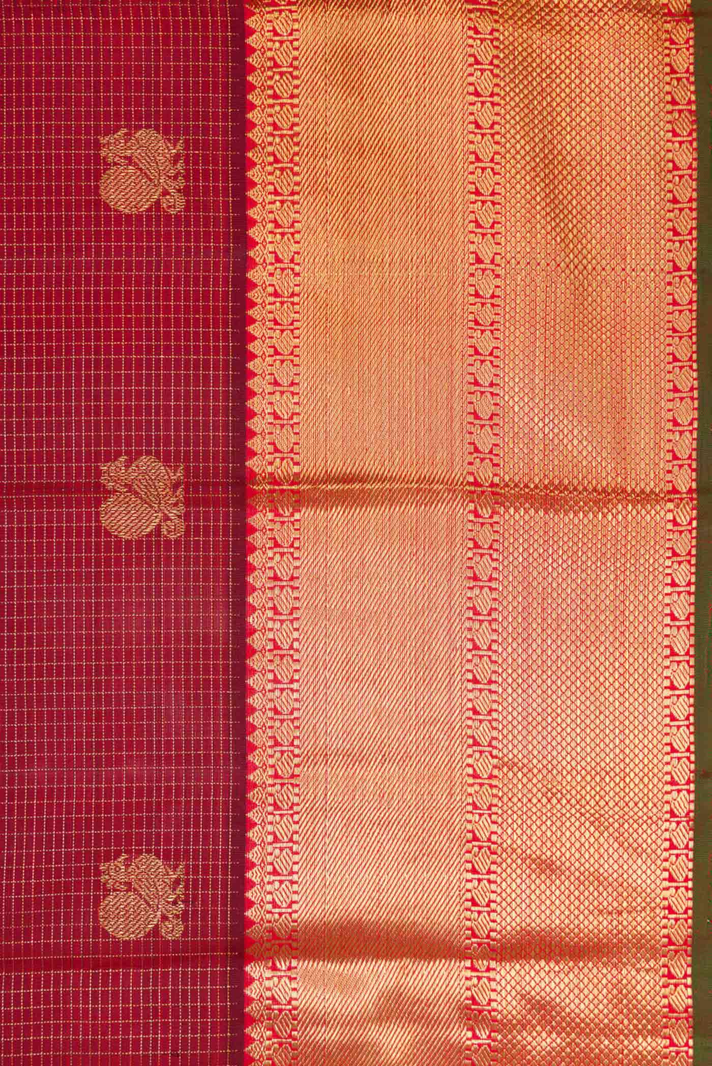 Maroon Dual Tone Kanjivaram Silk Saree - Image 3