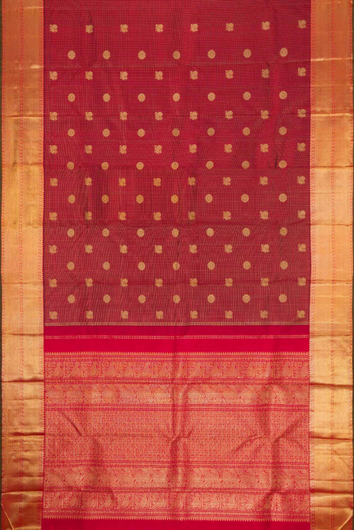 Maroon Dual Tone Kanjivaram Silk Saree - Image 6