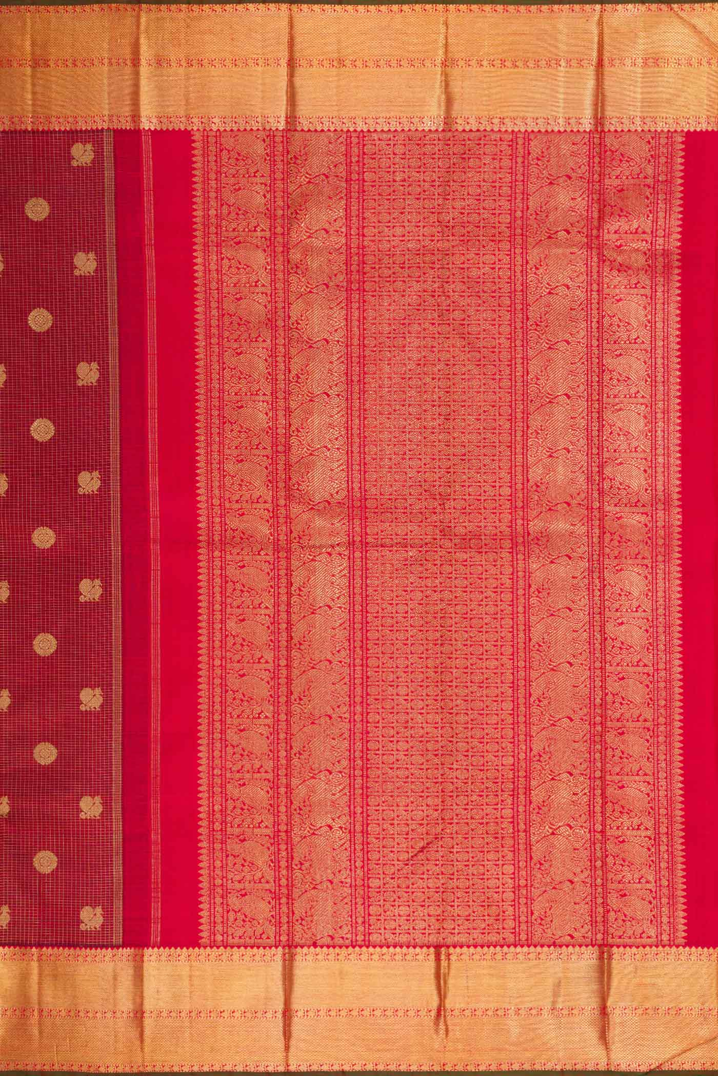 Maroon Dual Tone Kanjivaram Silk Saree - Image 7