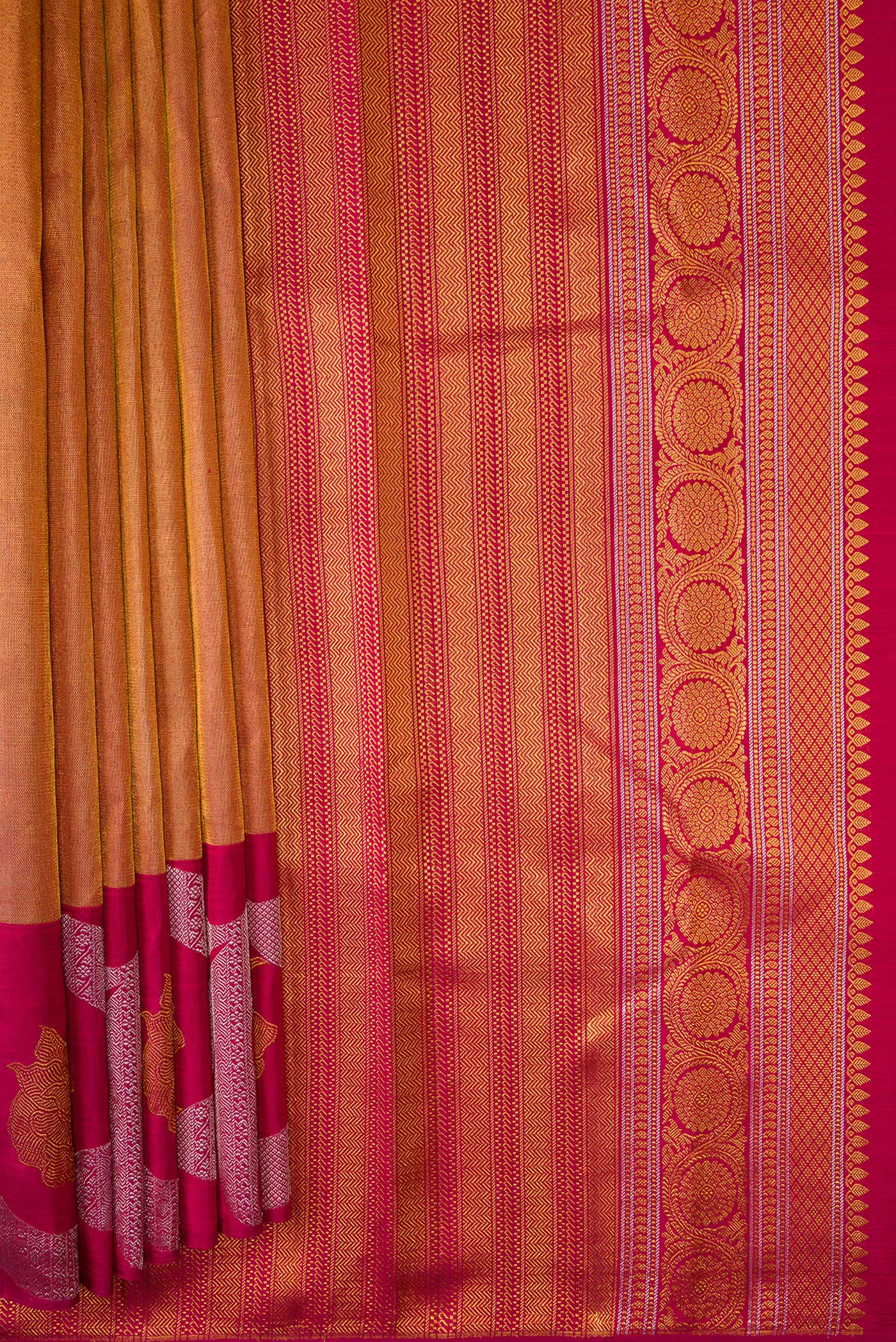 Maroon with Gold Color Kanjivaram Silk Saree - Image 4