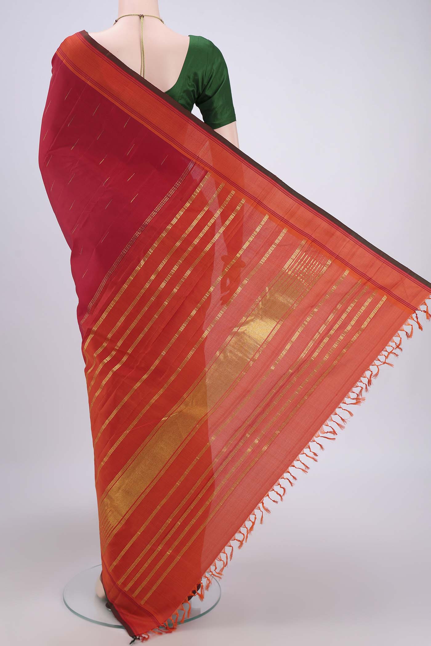 Maroon Dual Tone Kanjivaram Silk Saree - Image 3