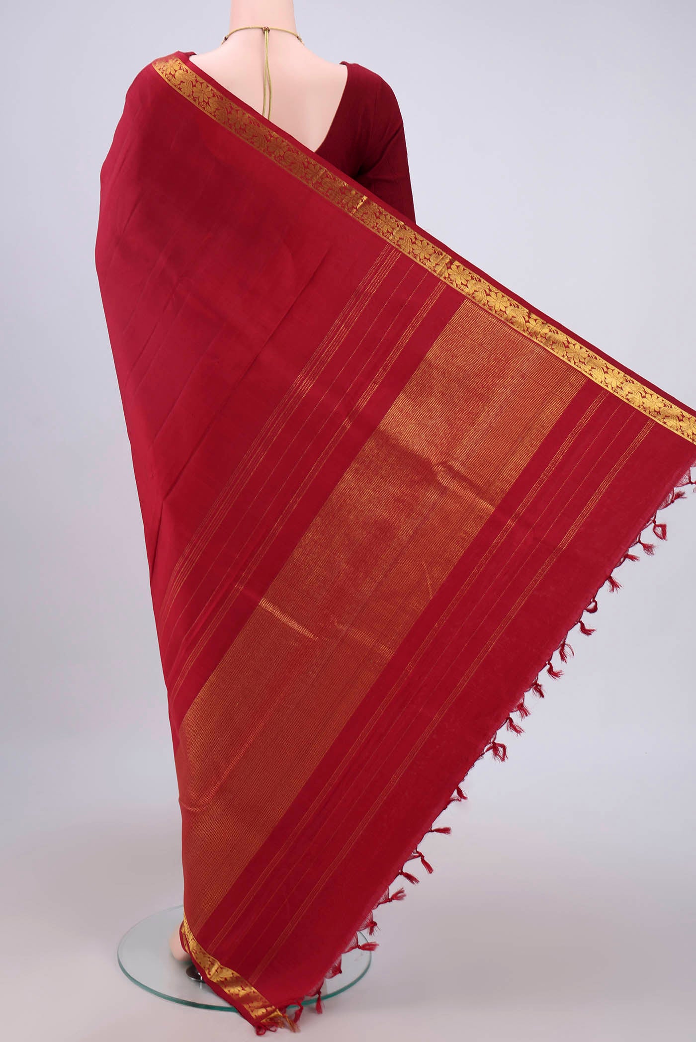 Maroon Kanjivaram Silk Saree - Image 3
