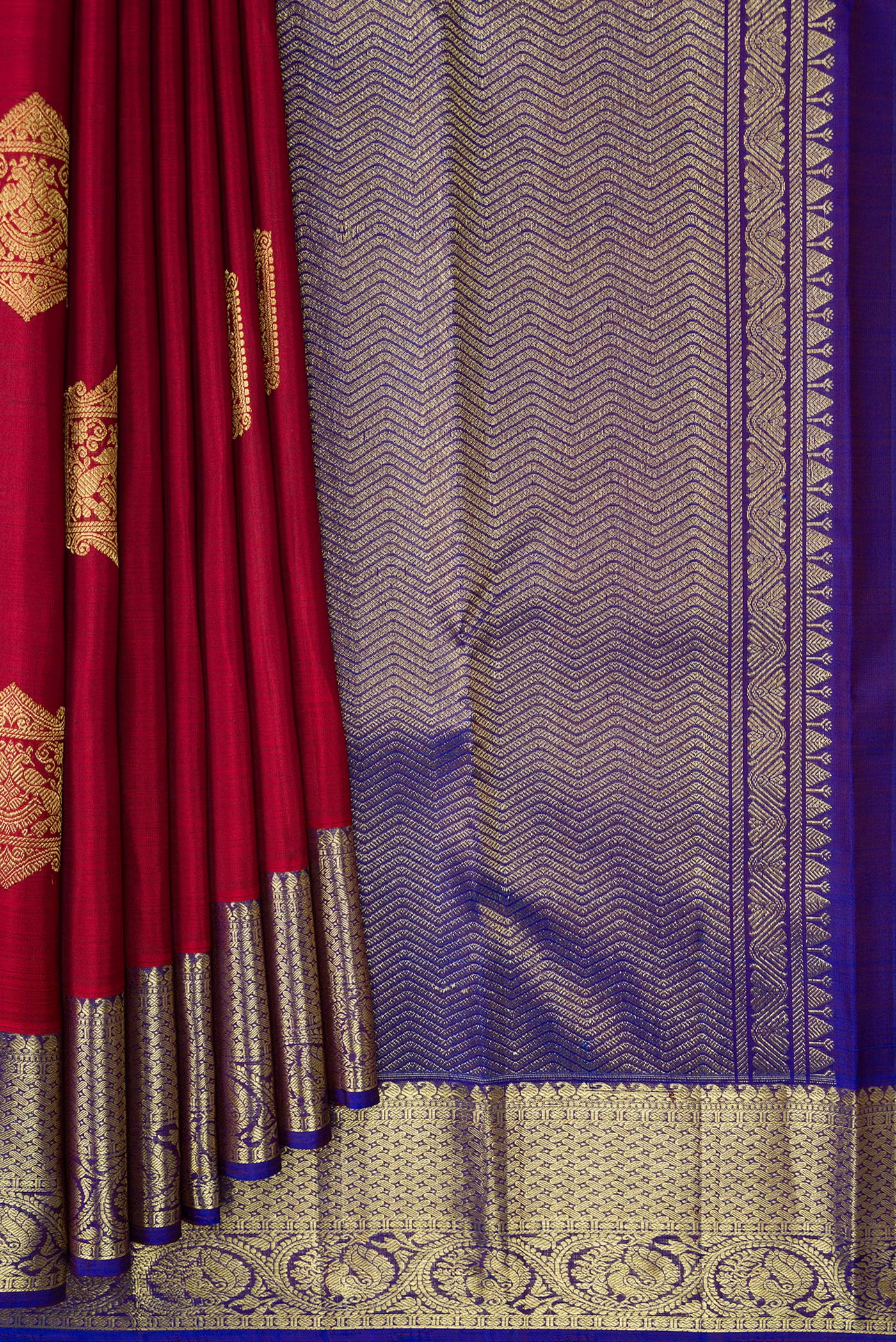 Maroon Kanjivaram Silk Saree - Image 4