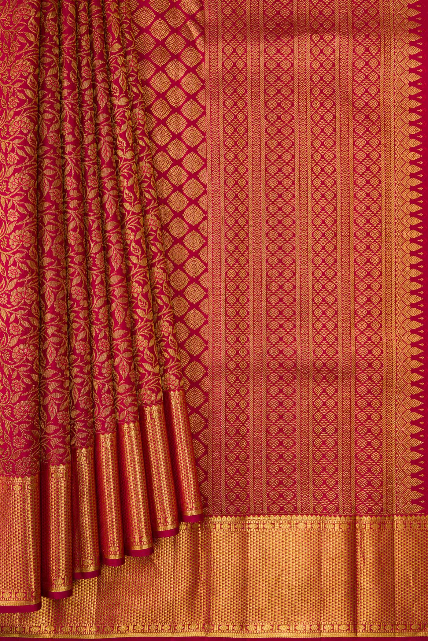 Maroon Kanjivaram Silk Saree - Image 4