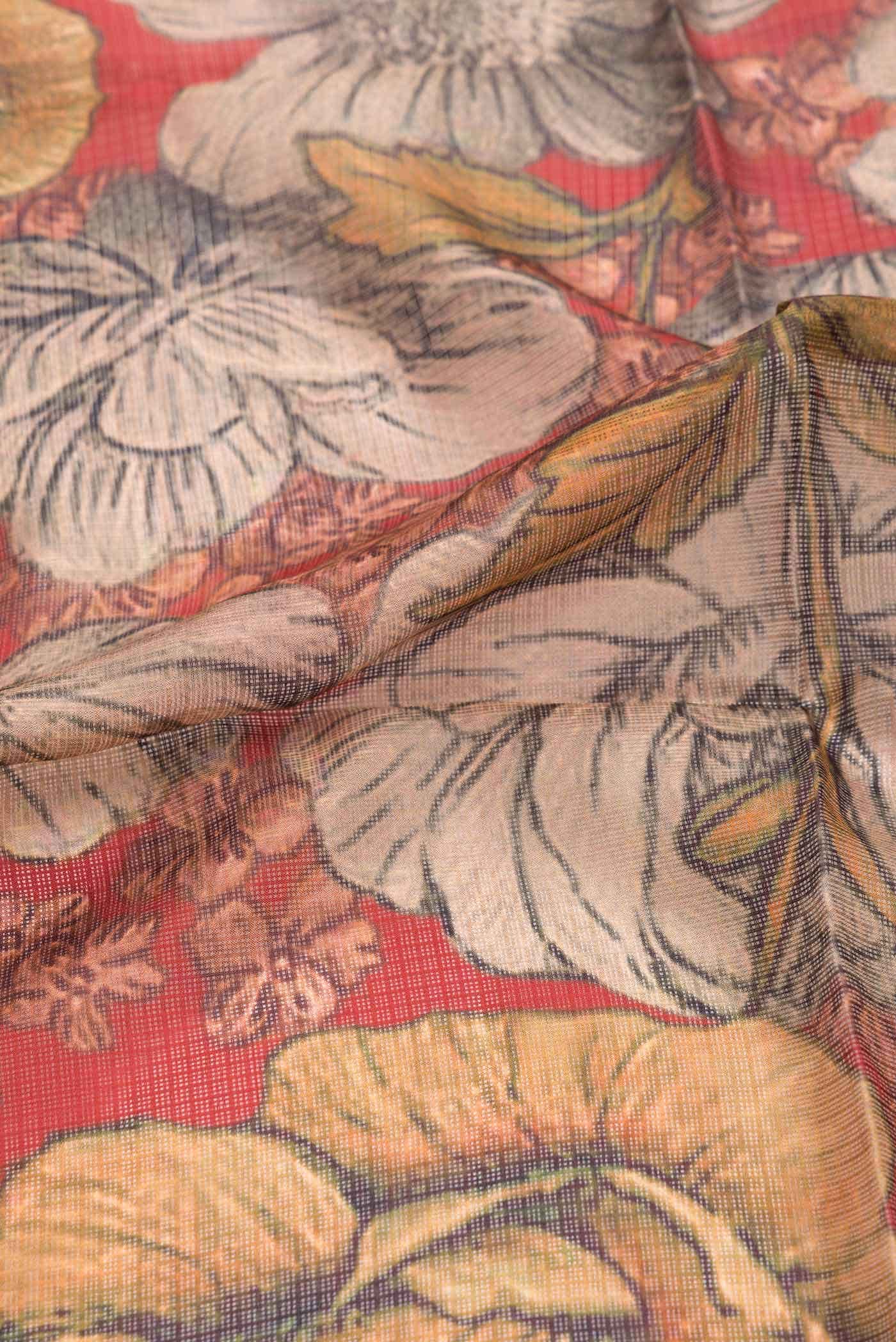 Maroon Dual Tone Kota Silk Saree - Image 2