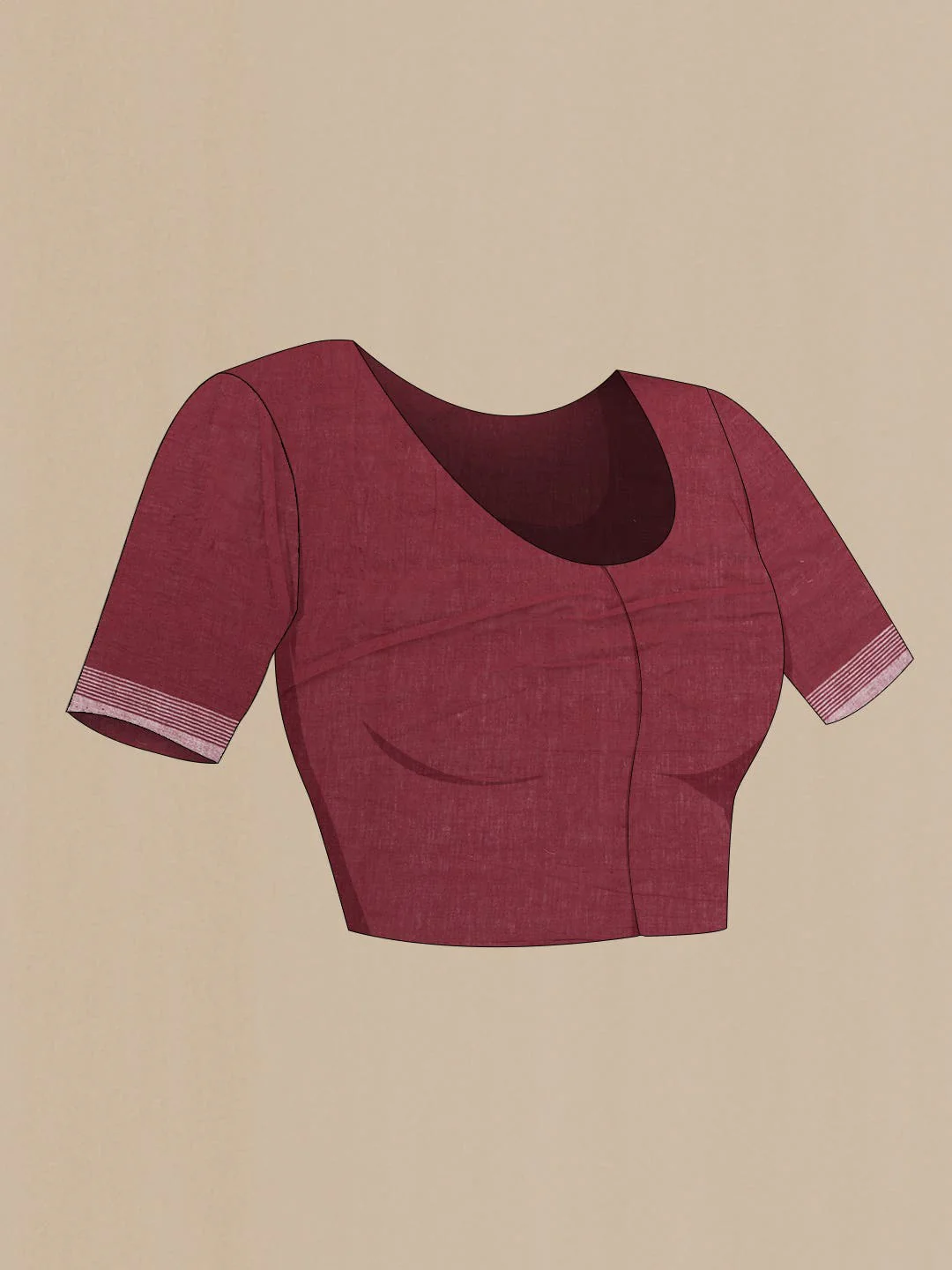 Maroon Dual Tone Linen Cotton Saree - Image 6