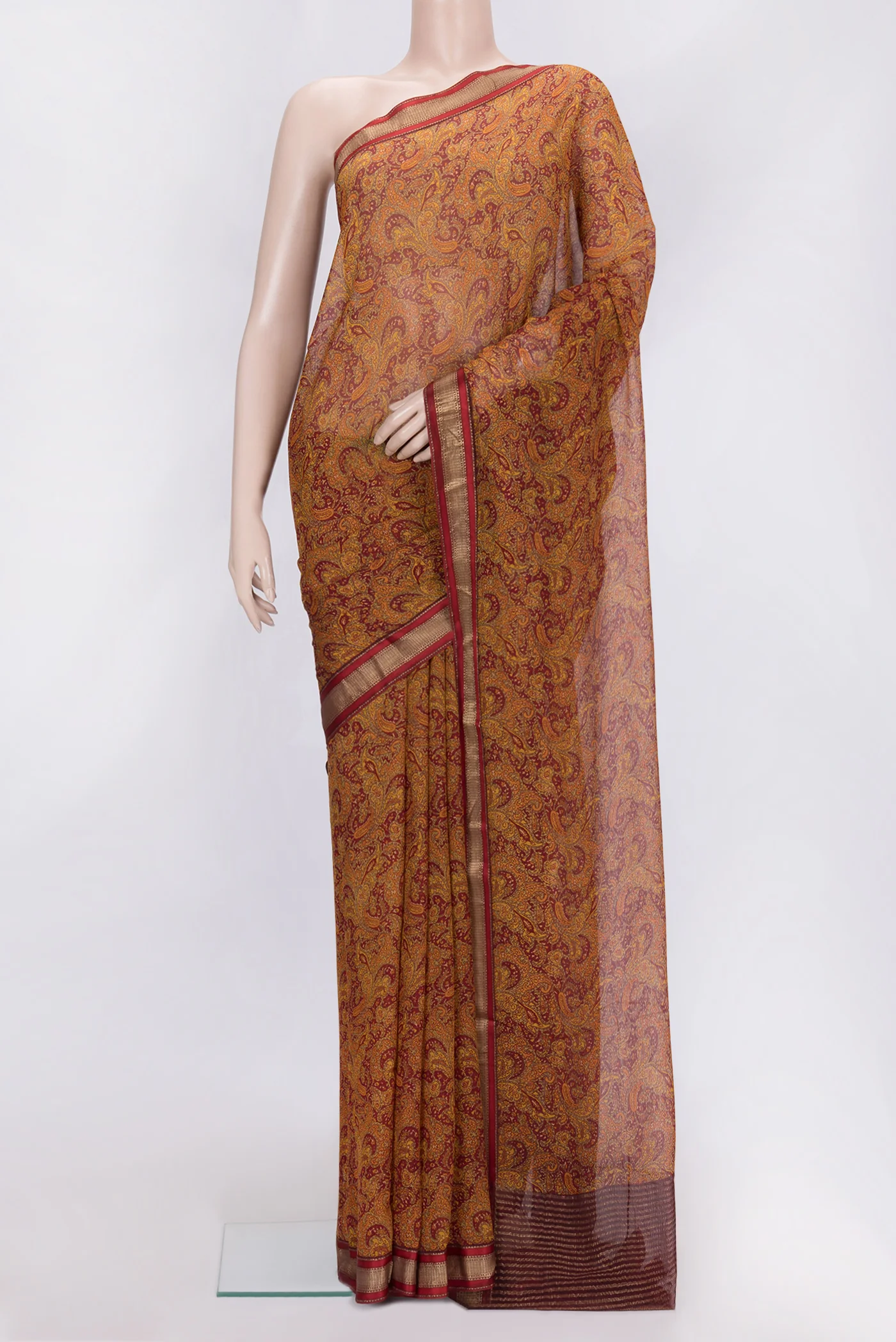 Mustard Mysore Chiffon Saree